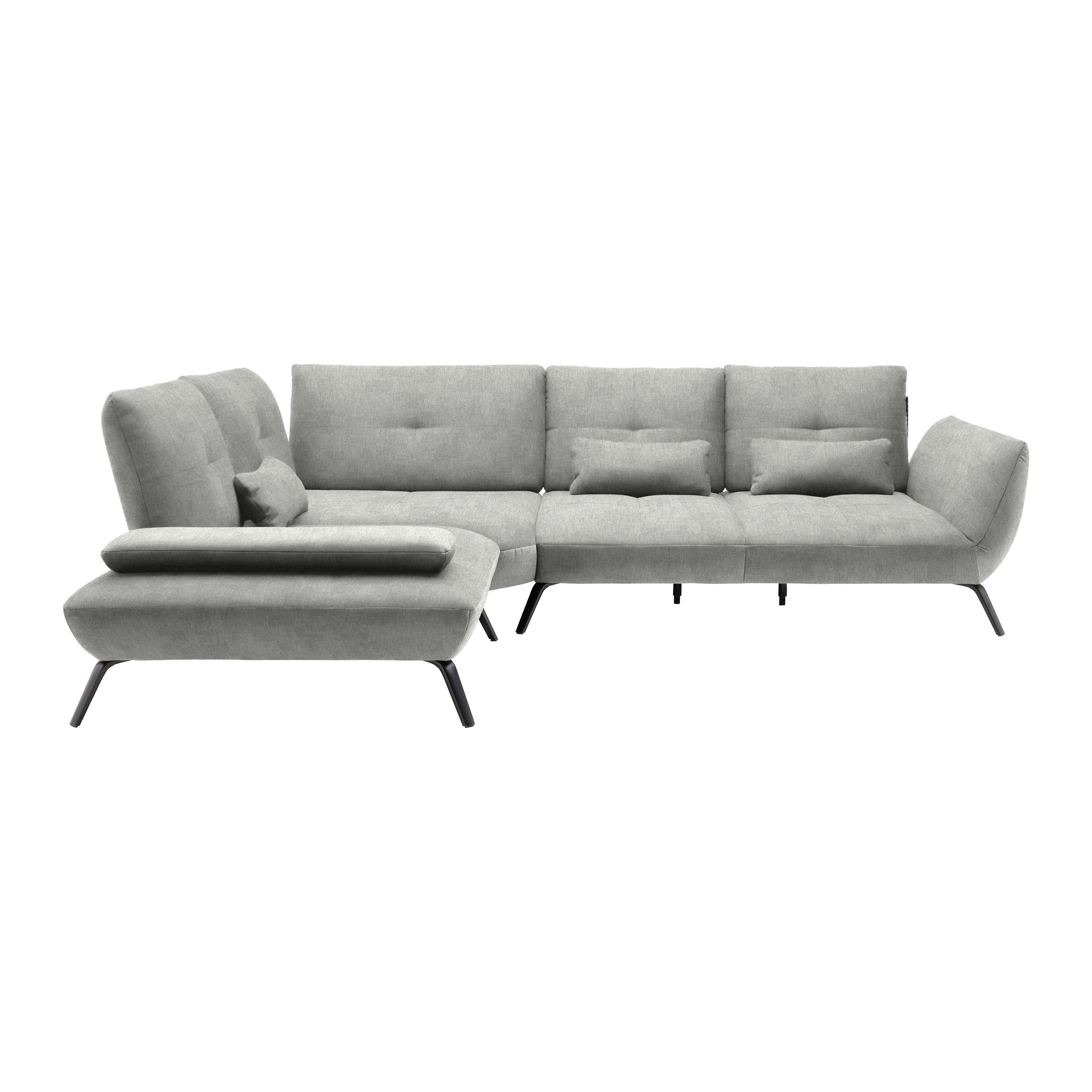 Wohnlandschaft Silberfarben - Silberfarben/Schwarz, Modern, Holzwerkstoff/Textil (250/93/310cm) - Premium Living