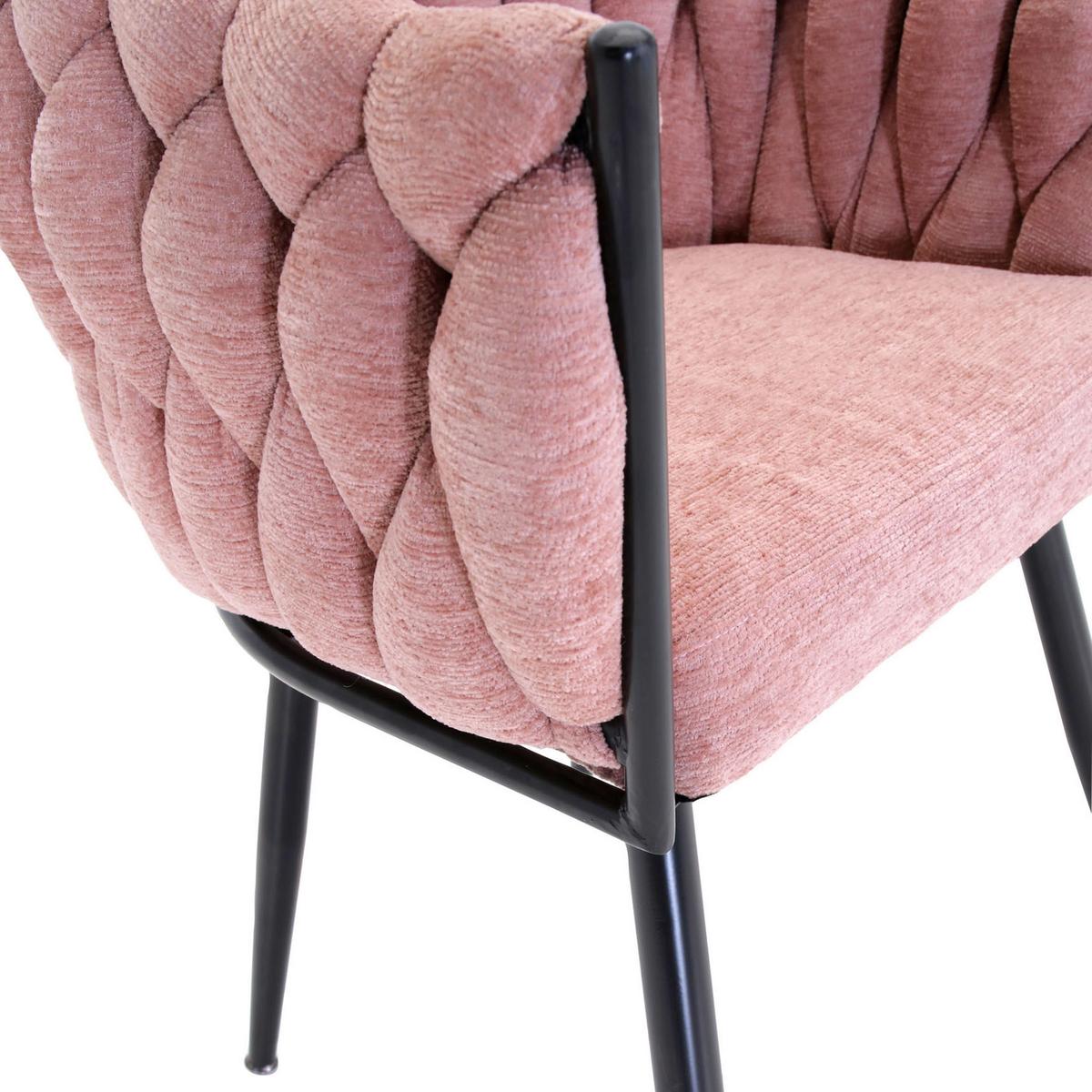 KRZESŁO Z PODŁOKIETNIKAMI WEAVY - różowy/czarny, Design, metal/tkanina (60/78/55cm) - Landscape