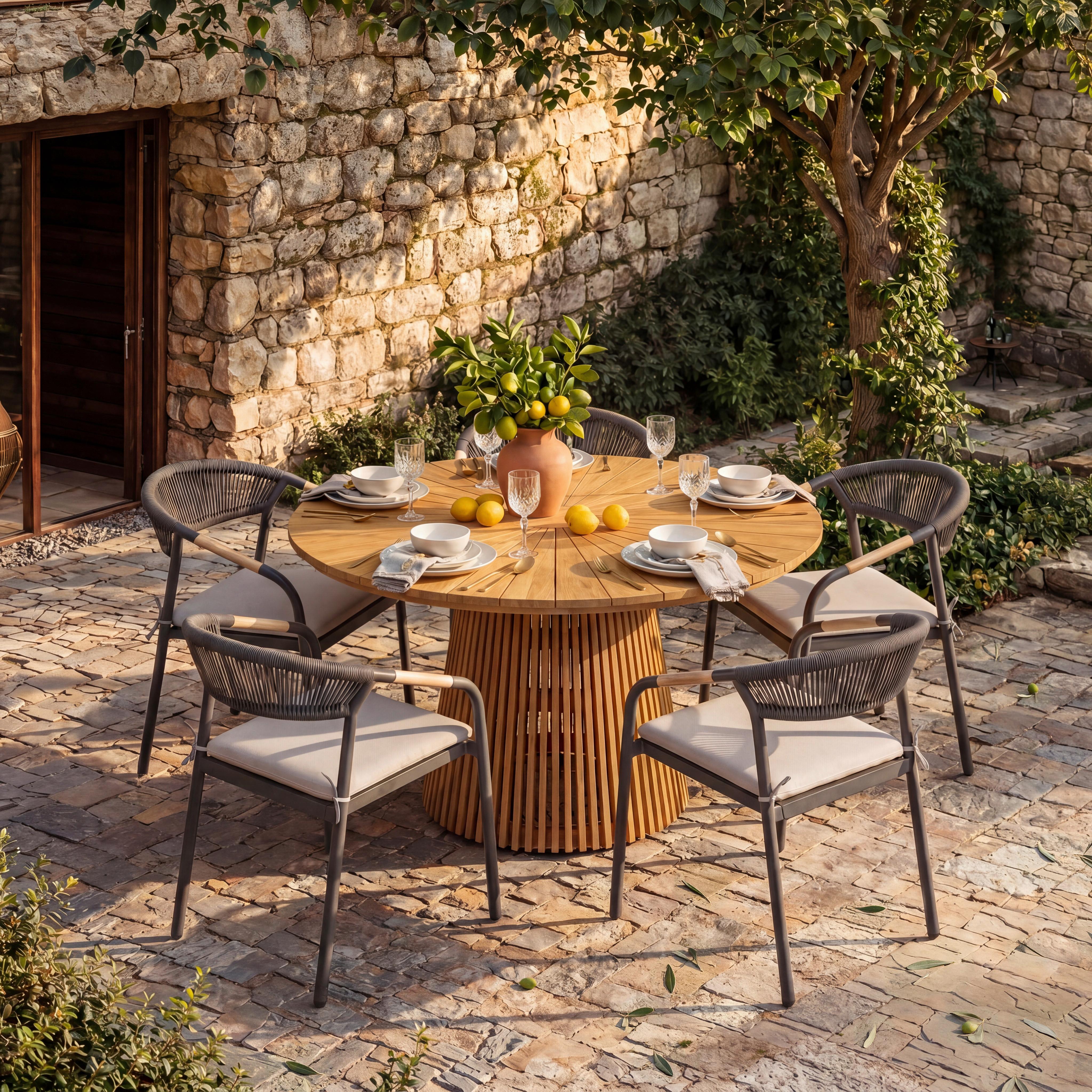 Masă Sanja - culoare lemn tec, Modern, lemn (140/76cm) - Bessagi Garden
