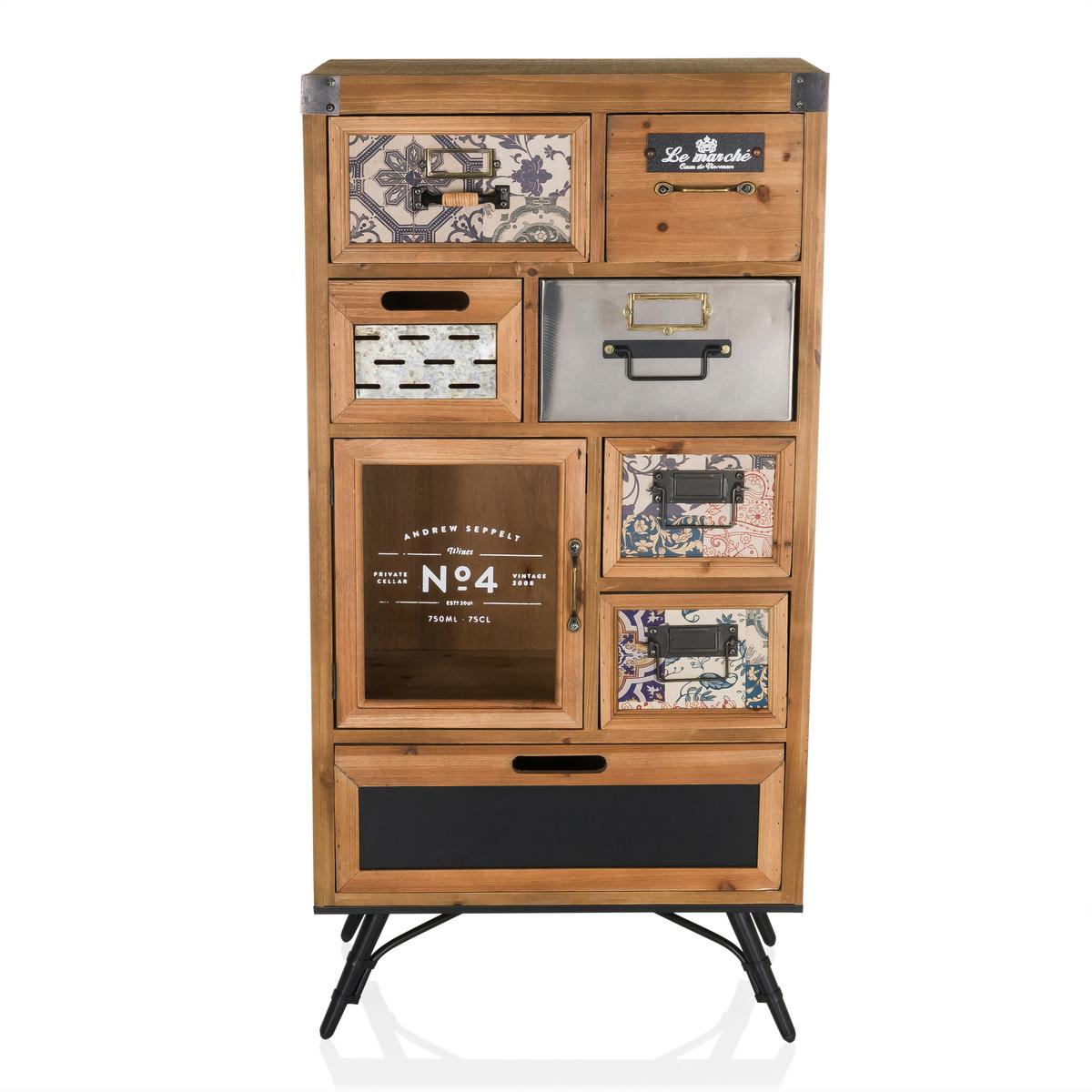 Sideboard Continento Braun/Grau - Multicolor/Schwarz, MODERN, Holz/Metall (53/104/32cm) - MID.YOU
