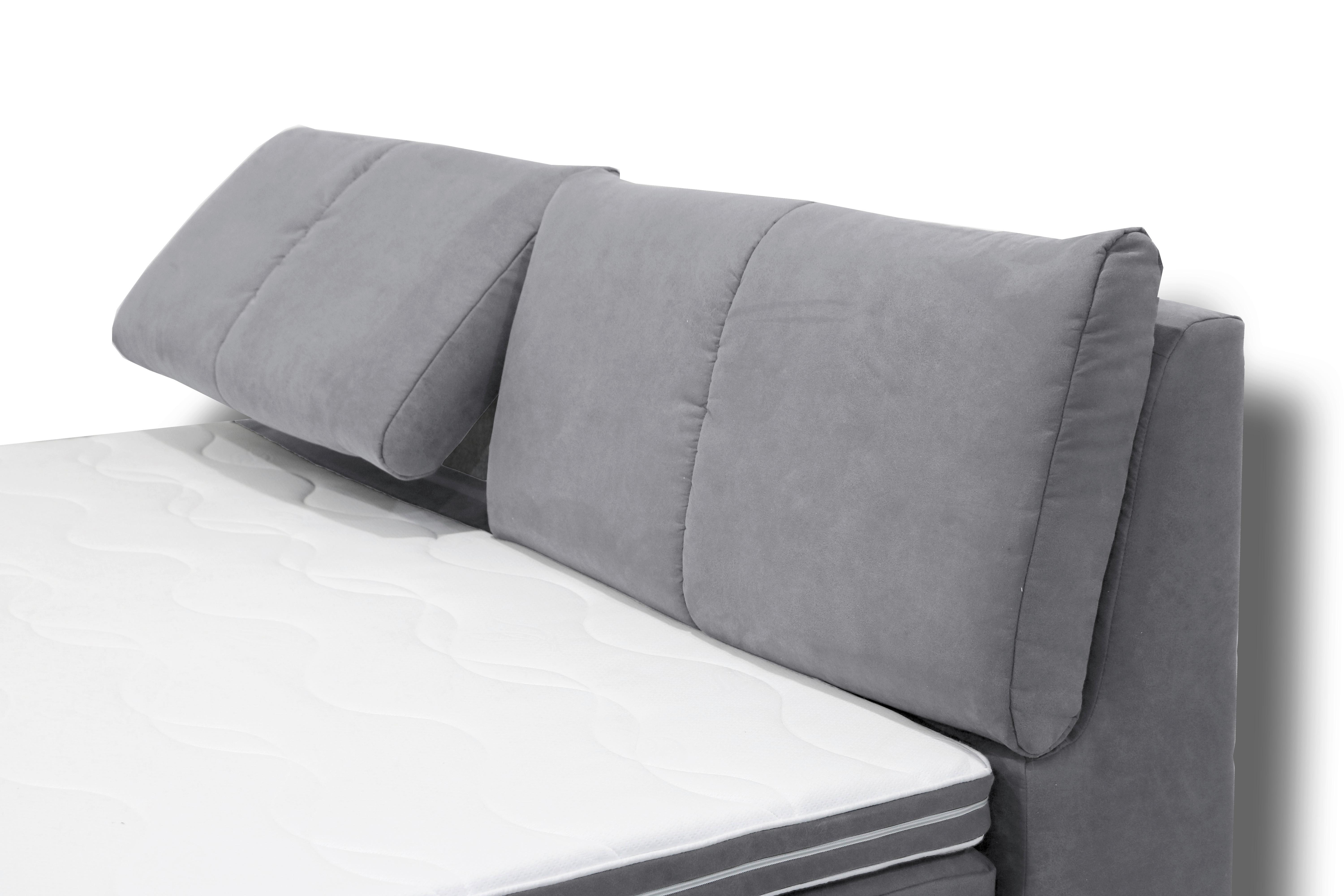 Boxspringbett Tabea Grau ca. 160x200cm - Alufarben/Grau, KONVENTIONELL, Karton/Naturmaterialien (160/200cm) - Mömax