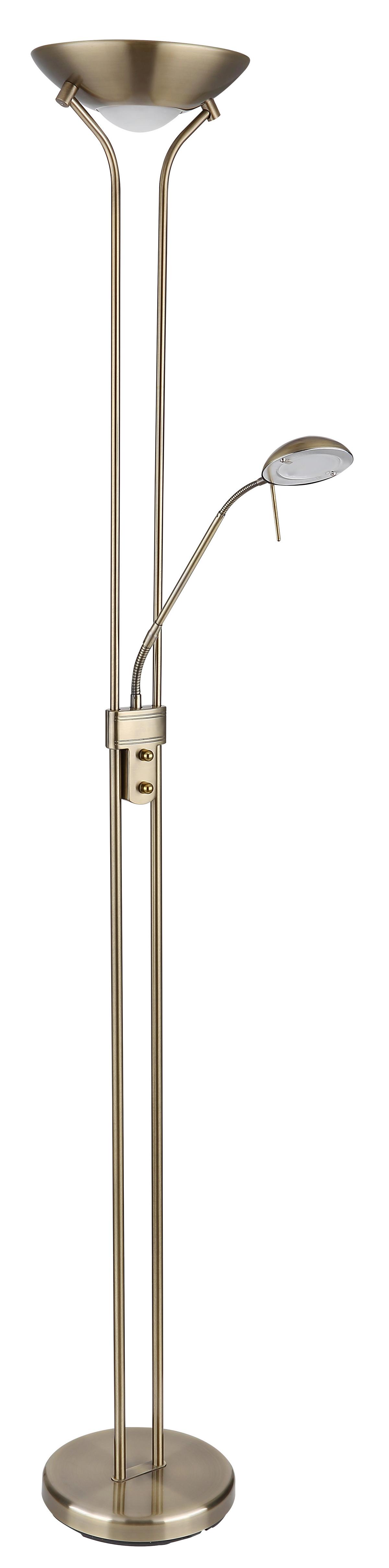 Visoka Stoječa Led-svetilka Leonas, S Sijalko - barve medenine, Basics, kovina/steklo (25,5/180cm) - Globo