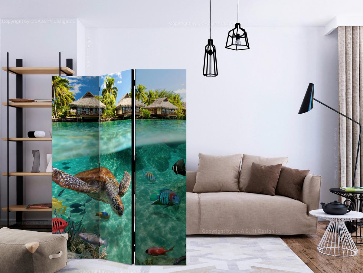 Paravan Under The Water, 3-Delni, Dvostranski - večbarvno, Basics, tekstil/les (135/172/3cm) - artgeist