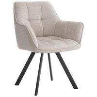 Naslanjač Romy, Krem - črna/krem barve, Moderno, kovina/tekstil (60/82/62cm)