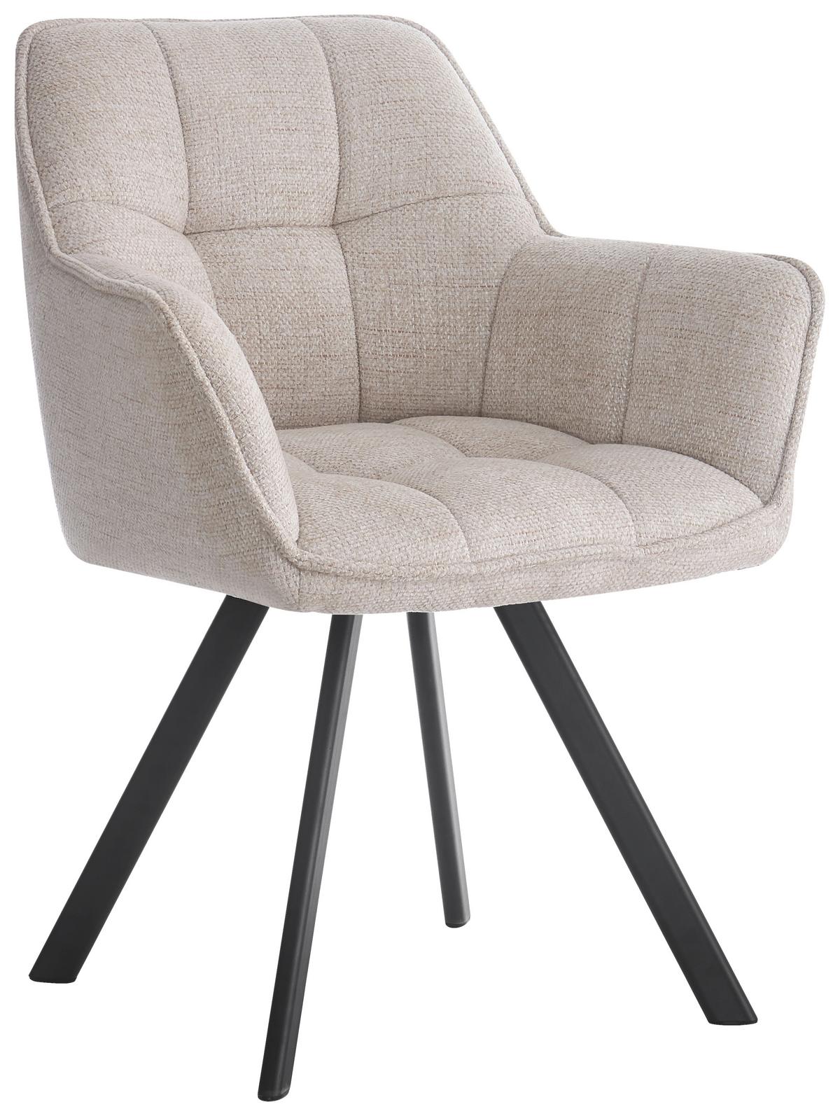 Naslanjač Romy, Krem - črna/krem barve, Moderno, kovina/tekstil (60/82/62cm)