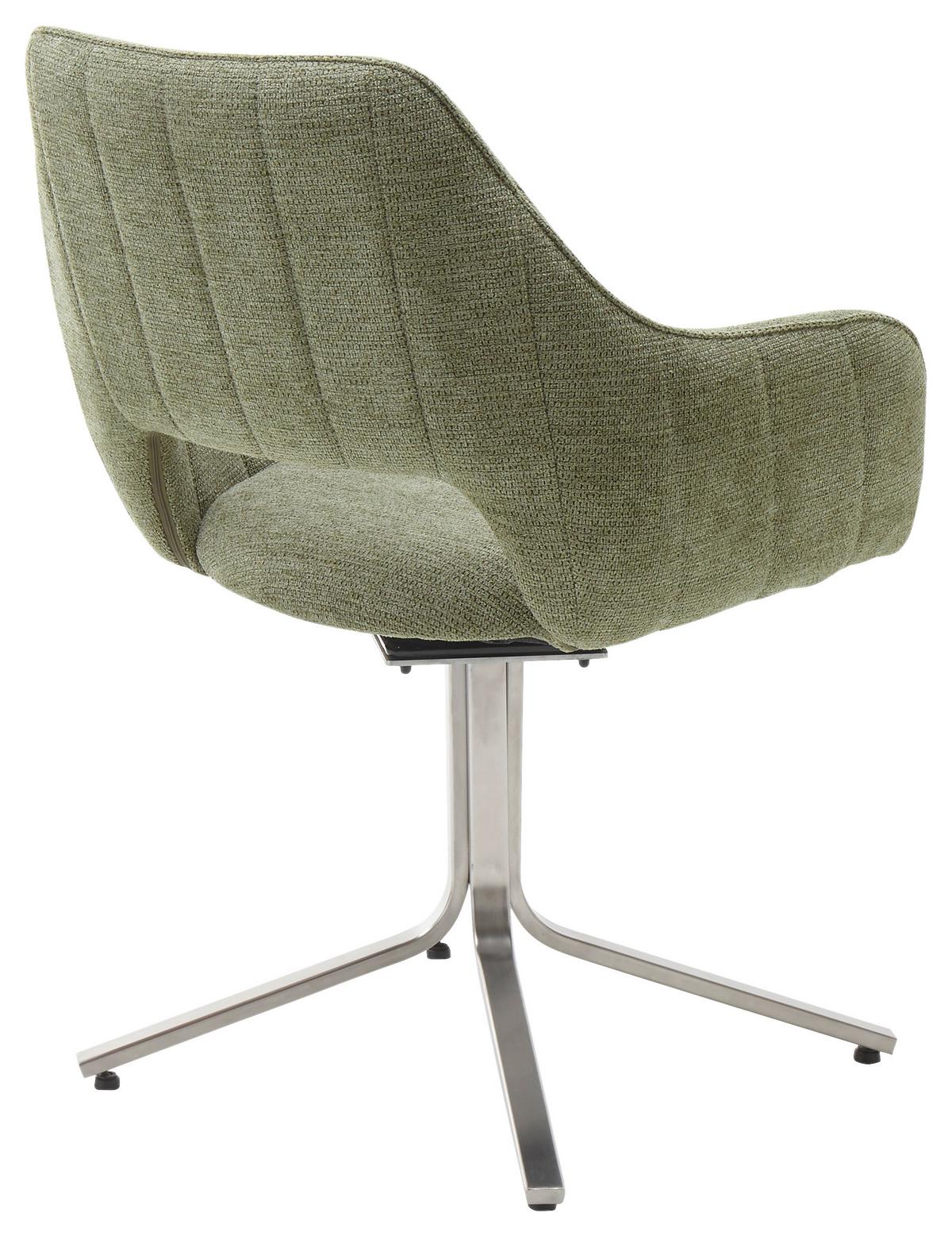 Armlehnstuhl Bacares in Olivgrün - Edelstahlfarben/Olivgrün, LIFESTYLE, Textil/Metall (62/88/63cm) - Premium Living