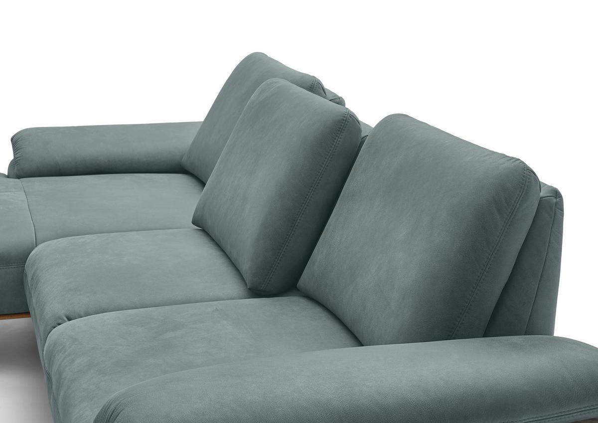 Wohnlandschaft Erling Grün - Beige/Schwarz, MODERN, Leder/Metall (187/89/322cm) - Premium Living