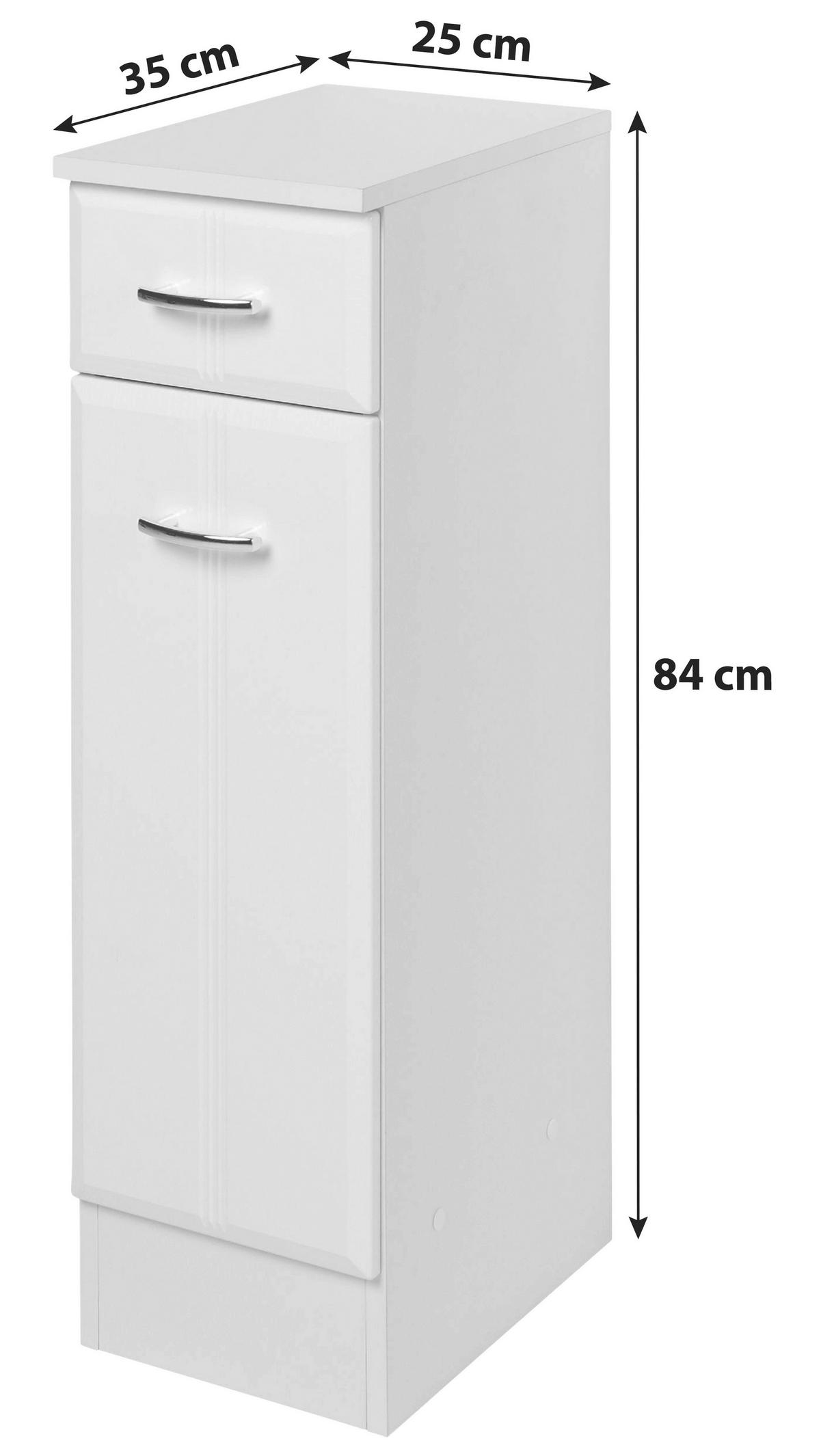 Unterschrank in Weiss 'Rallye' - Chromfarben/Weiß, KONVENTIONELL, Holzwerkstoff/Kunststoff (25/84/35cm) - Held