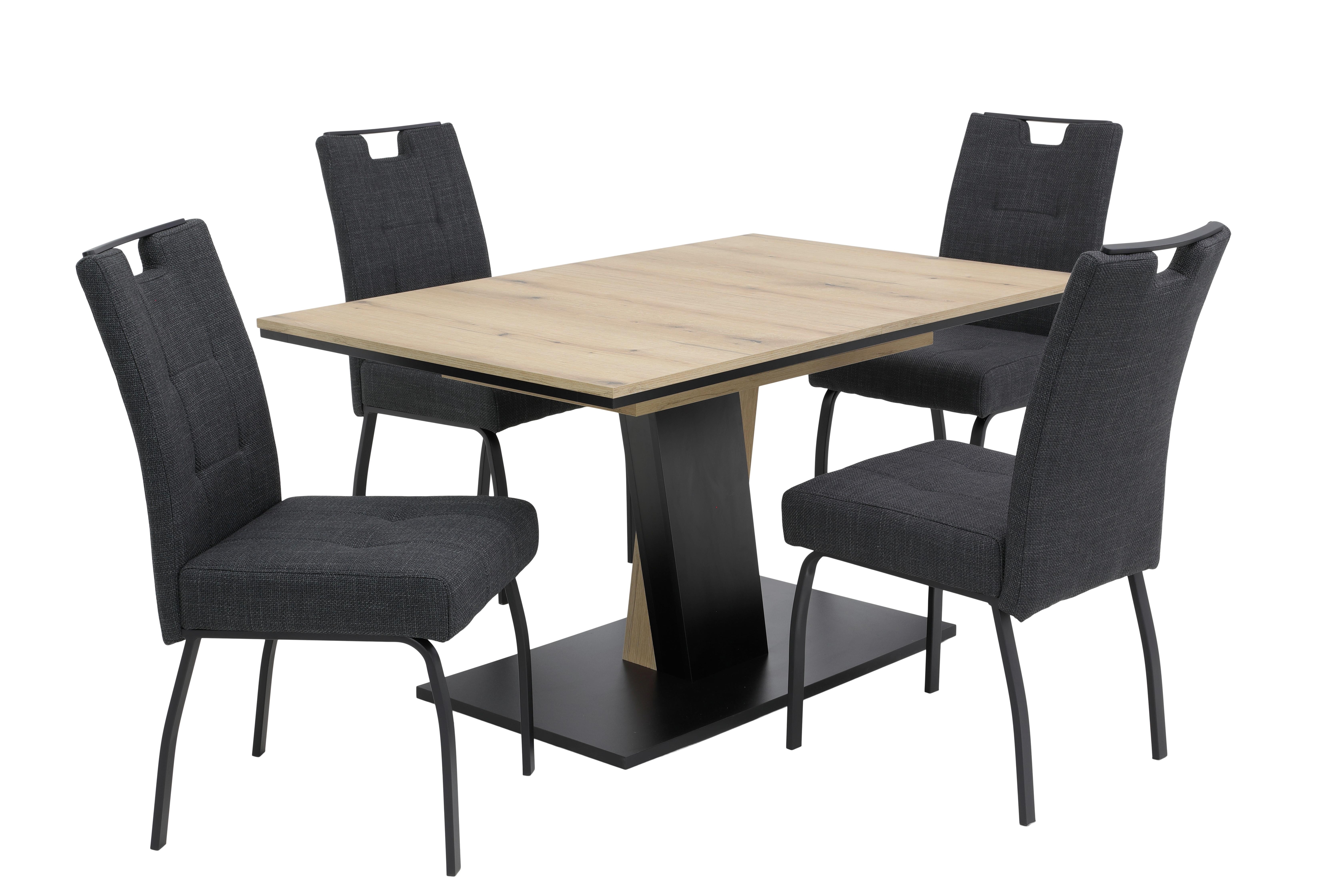 TISCHGRUPPE EBRO G - Eichefarben/Anthrazit, MODERN, Holzwerkstoff/Textil (140 - 180/76/90cm) - MID.YOU