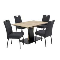 TISCHGRUPPE EBRO G - Eichefarben/Anthrazit, MODERN, Holzwerkstoff/Textil (140 - 180/76/90cm) - MID.YOU