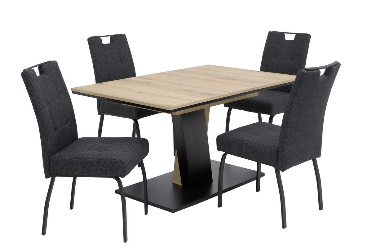 TISCHGRUPPE EBRO G - Eichefarben/Anthrazit, MODERN, Holzwerkstoff/Textil (140 - 180/76/90cm) - MID.YOU