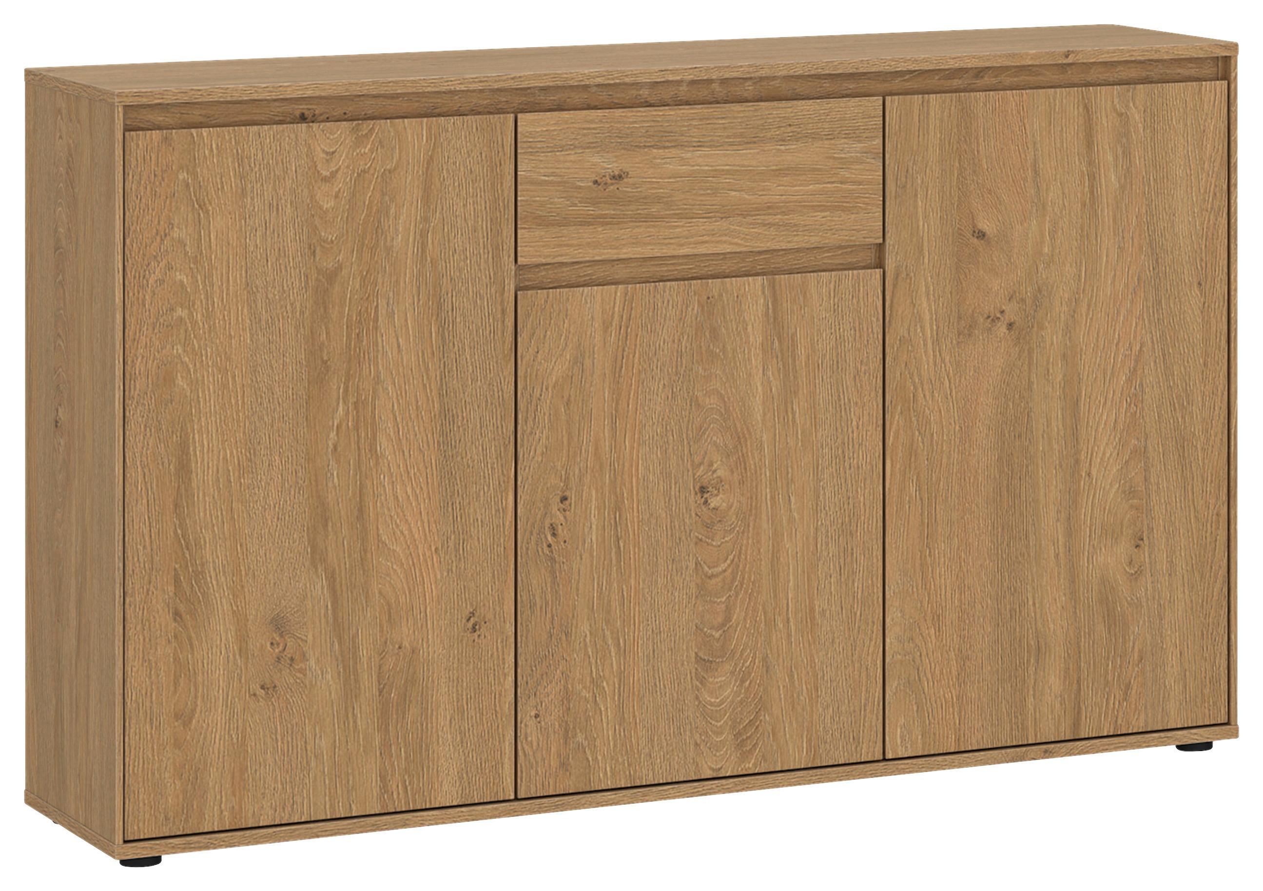 Komoda Calzado - boje hrasta/crna, Moderno, drvni materijal/plastika (137/85/35cm) - Modern Living
