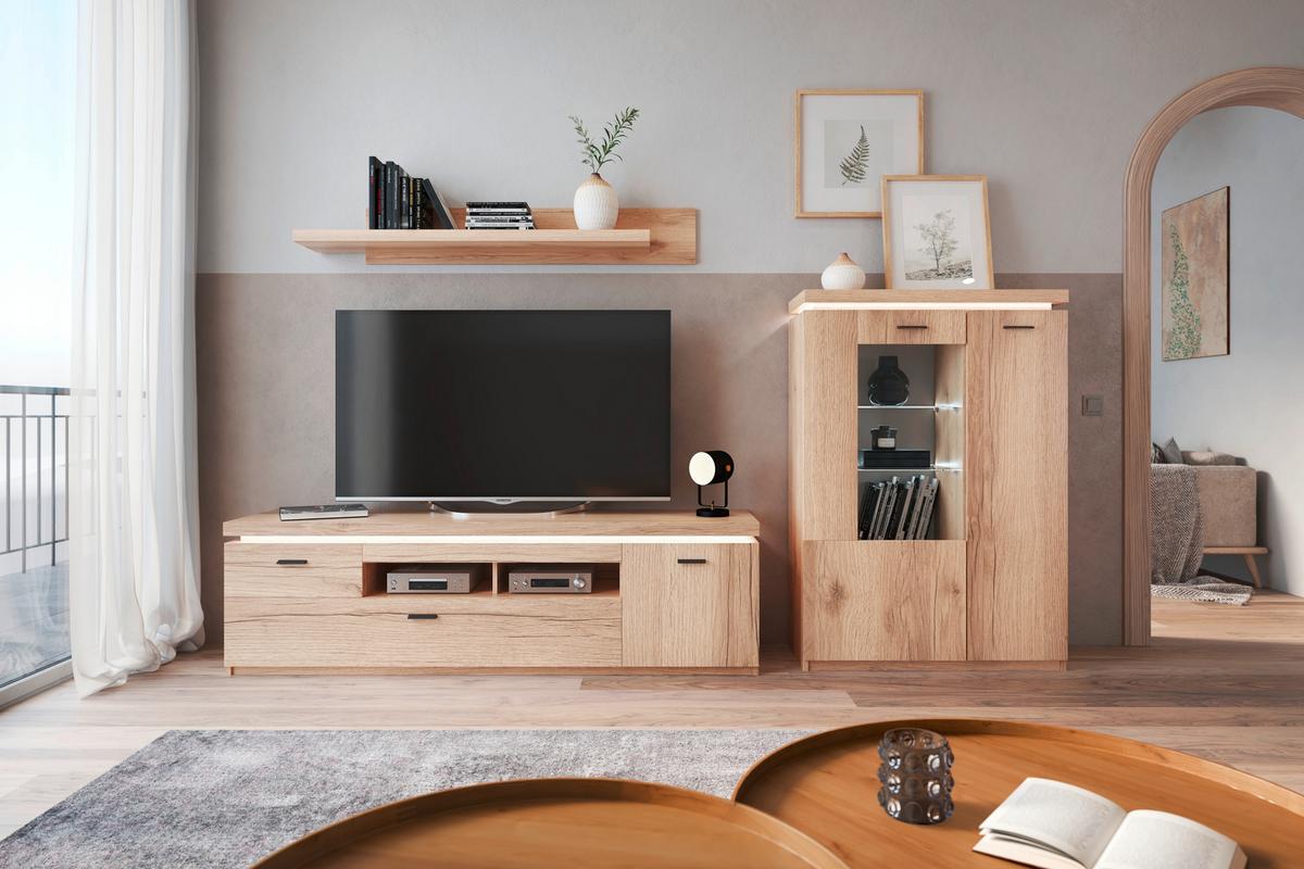 Tv-element Vancouver, Barva Hrasta, Led - barve hrasta/antracit, Moderno, kovina/leseni material (196/57/44cm) - Mömax