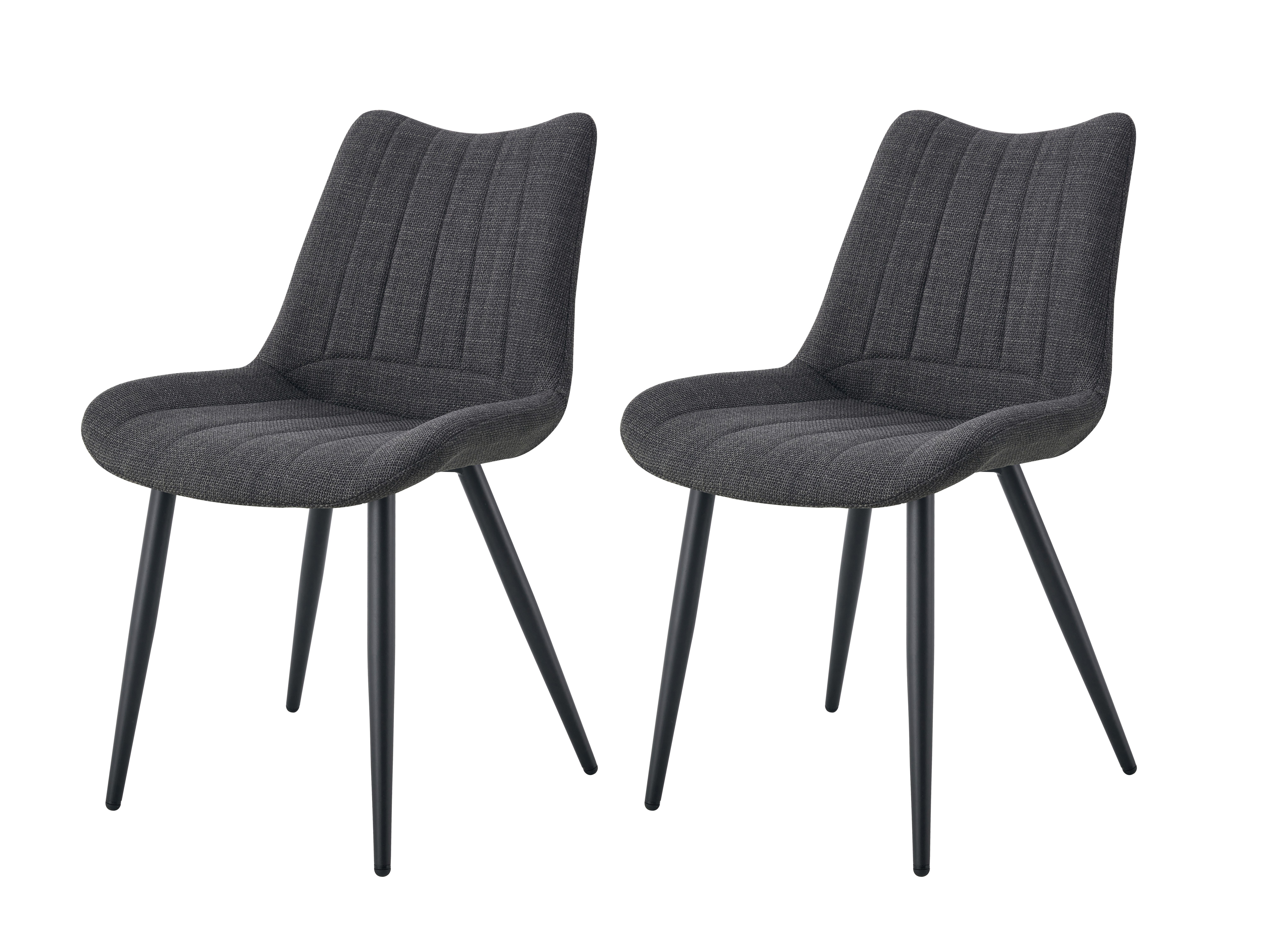 Set Stolov Lotta, Antracit, 2 Kos - črna/antracit, Moderno, kovina/tekstil (53/86/59cm) - MID.YOU