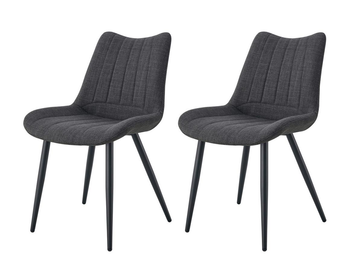 Set Stolov Lotta, Antracit, 2 Kos - črna/antracit, Moderno, kovina/tekstil (53/86/59cm) - MID.YOU