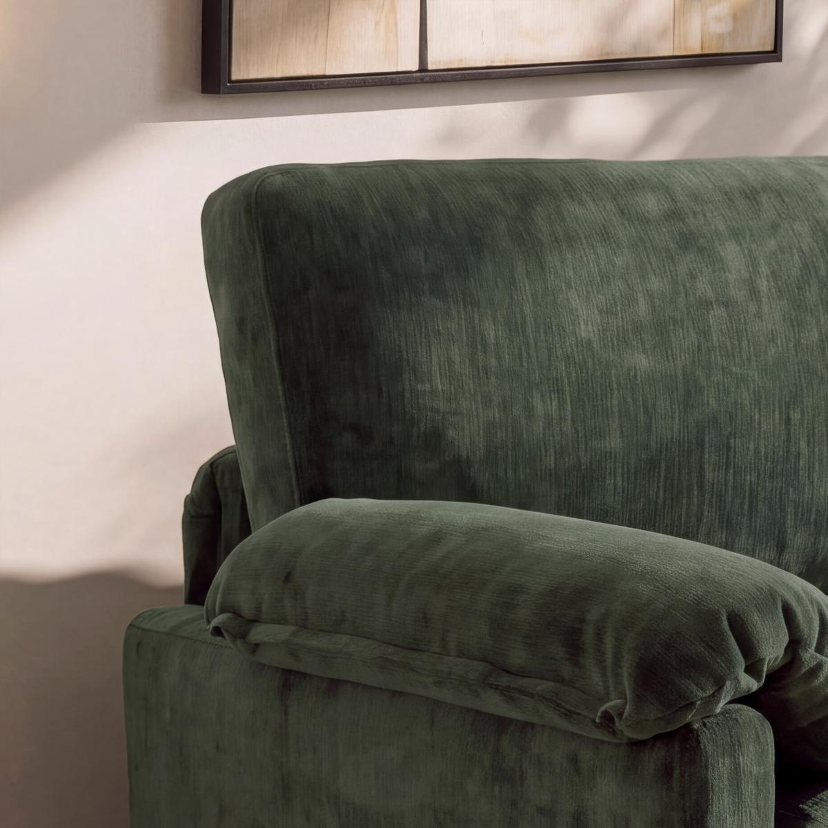 Wohnlandschaft Alessia Chenille Grün - Schwarz/Grün, MODERN, Holz/Kunststoff (188/137cm) - Bessagi Home