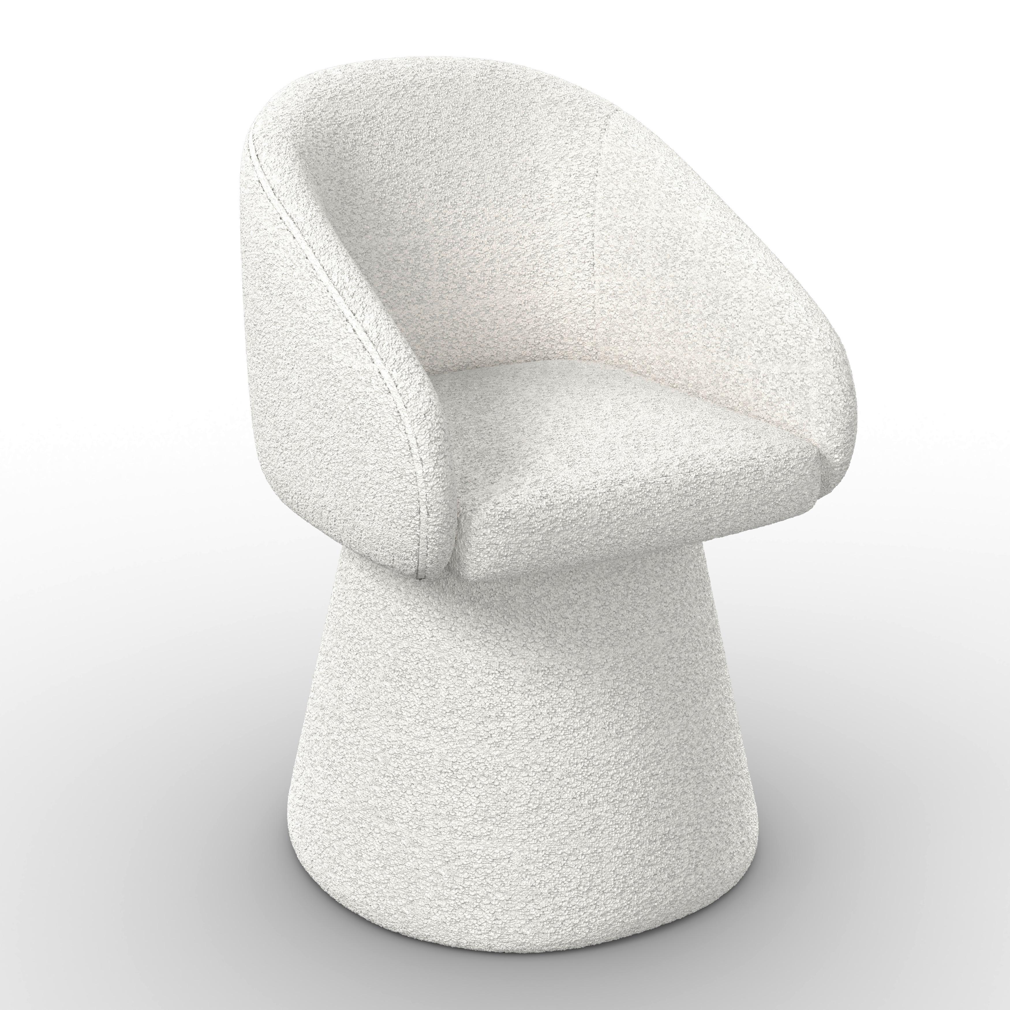 Armlehnstuhl Maia Weiß Chenille Drehbar Gepolstert - Weiß, MODERN, Textil/Metall (60/84,5/59cm) - Bessagi Home