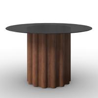 Jedilna Miza Zelia, Rjava, Ø 120cm - barva oreha/rjava, Moderno, steklo/leseni material (120/75/120cm) - Bessagi Home