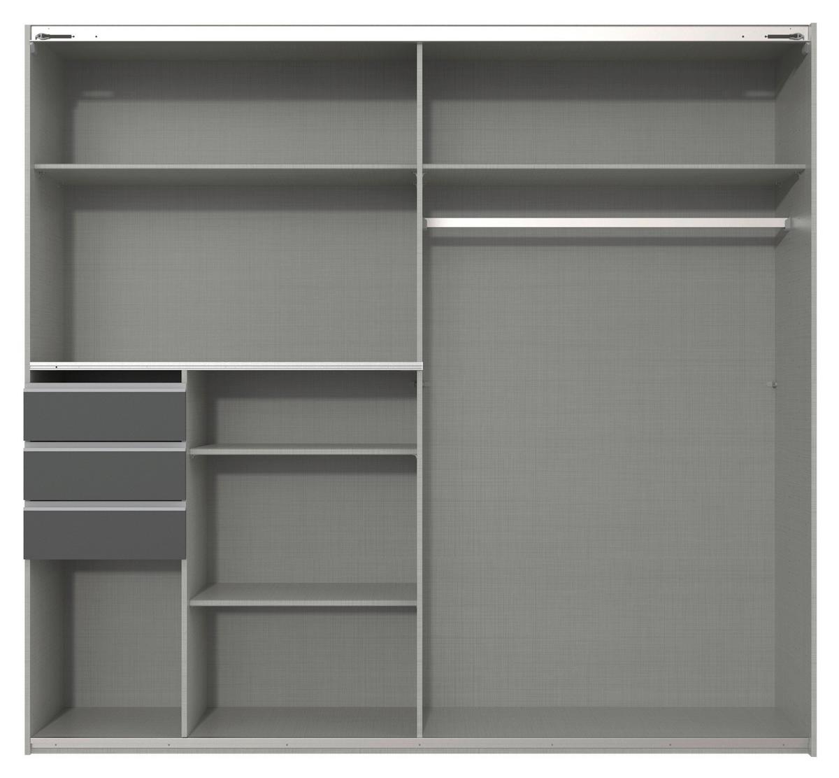 Schwebetürenschrank Saigon in Graphitfarben/Schwarz - Graphitfarben/Schwarz, KONVENTIONELL, Glas/Holzwerkstoff (225/208/64cm) - Premium Living