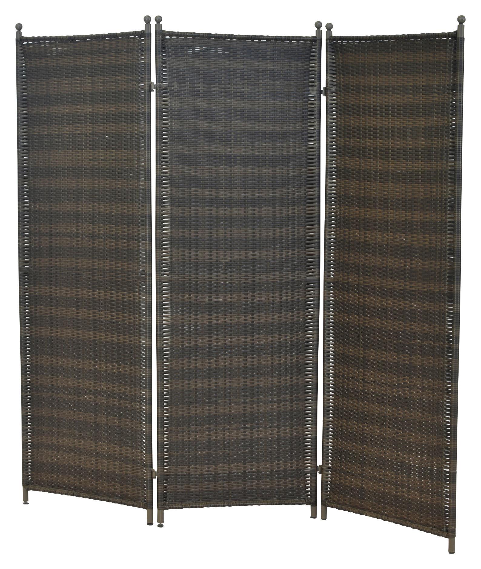 Paravent mit 3 Flügel ca. 183x183 cm Braun - Braun, MODERN, Kunststoff/Metall (183/183cm) - Gardenson