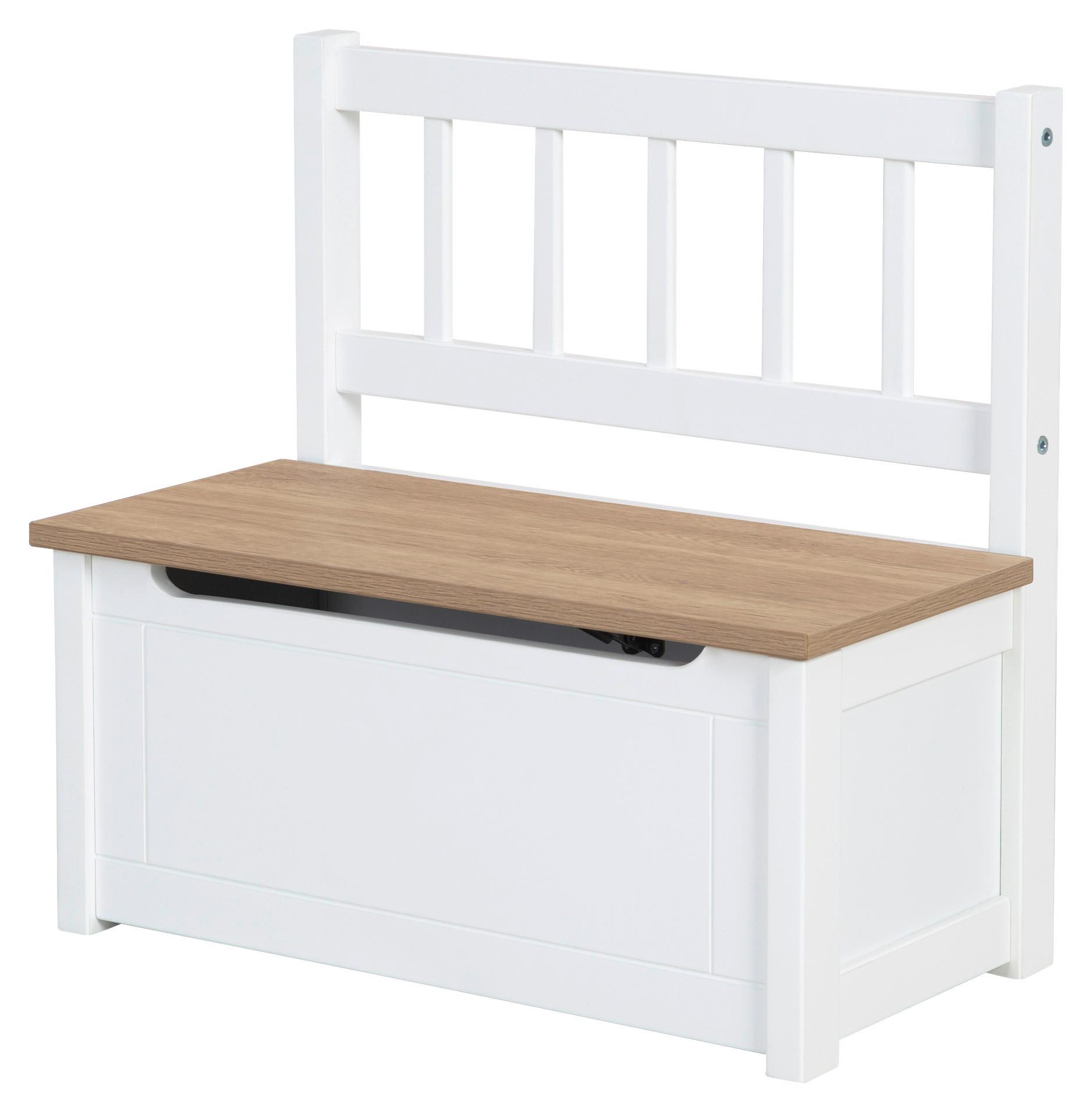 Truhenbank In Natur/weiss - Hellbraun/Weiss, Holzwerkstoff (56/53/28cm) - Roba