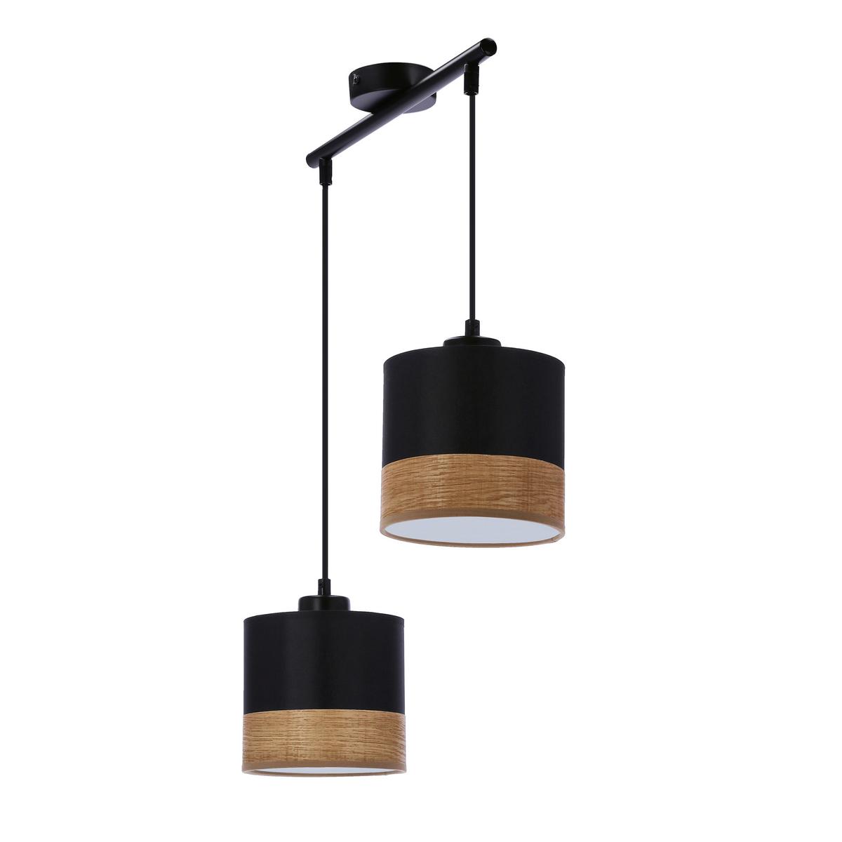 Viseća Svjetiljka Porto - boje hrasta/crna, Natur, metal/tekstil (48/15/115cm)