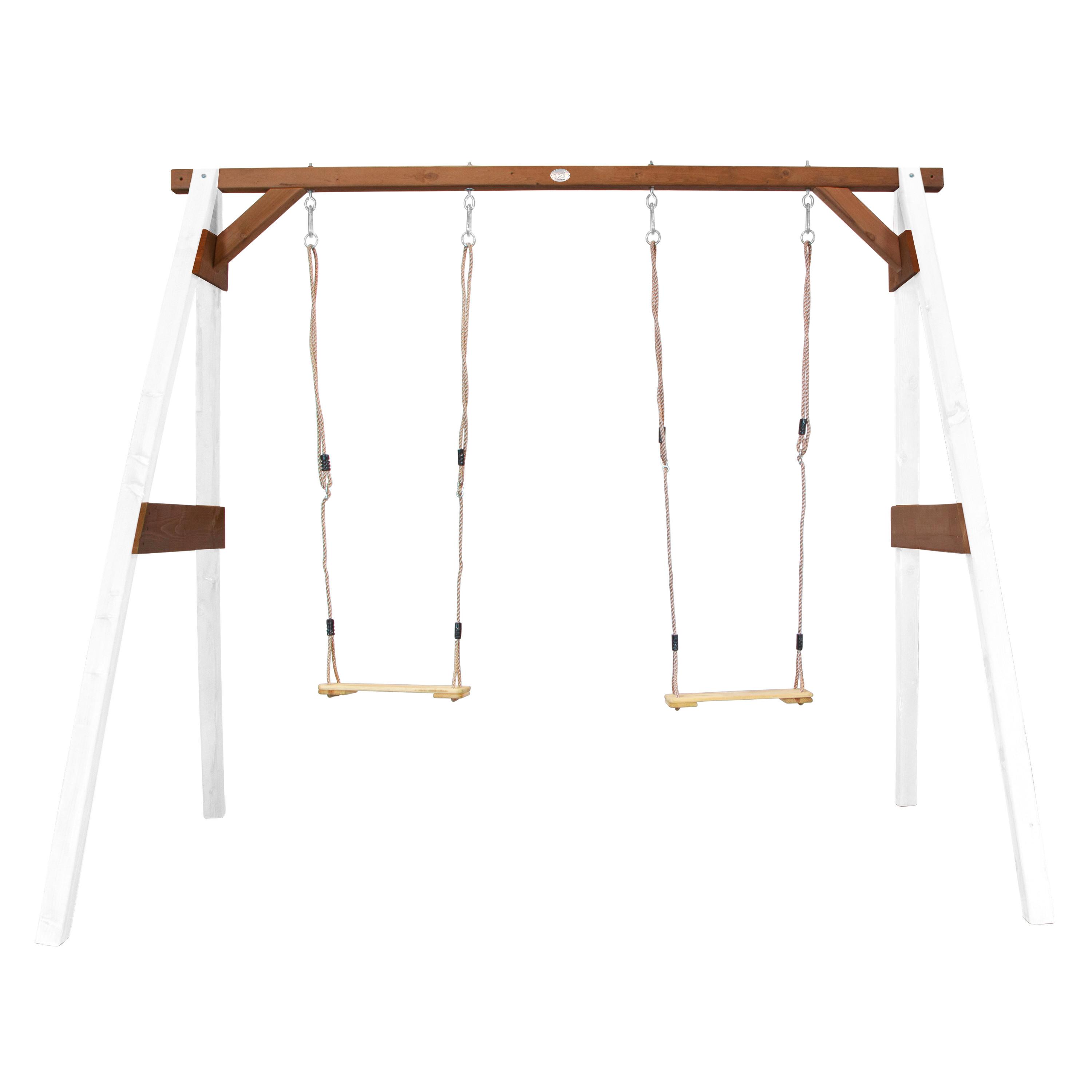 Schaukel Double Swing - Braun/Weiß, Basics, Holz (254/207/160cm) - Ambia Garden