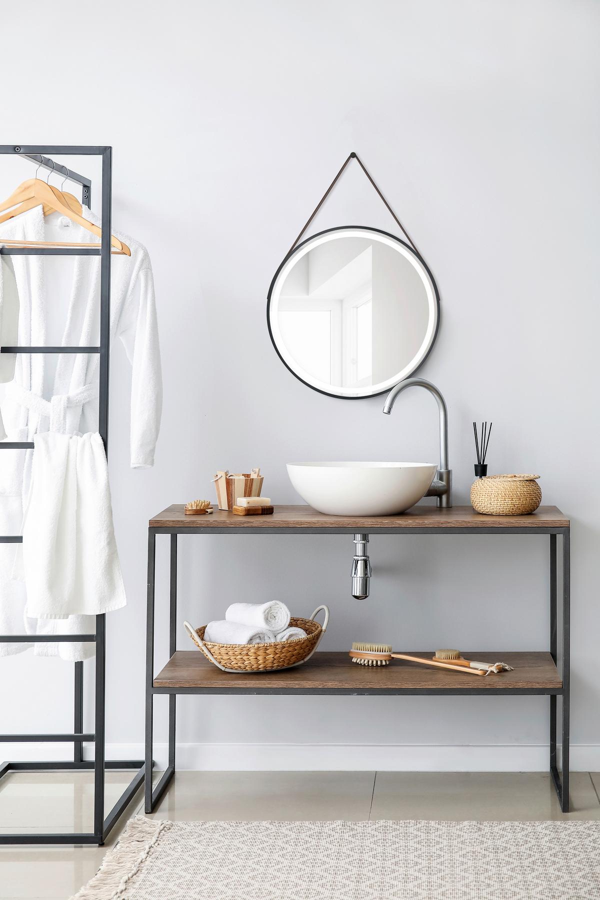 Világító Tükör Fine - fekete, Modern, üveg/fém (60cm)