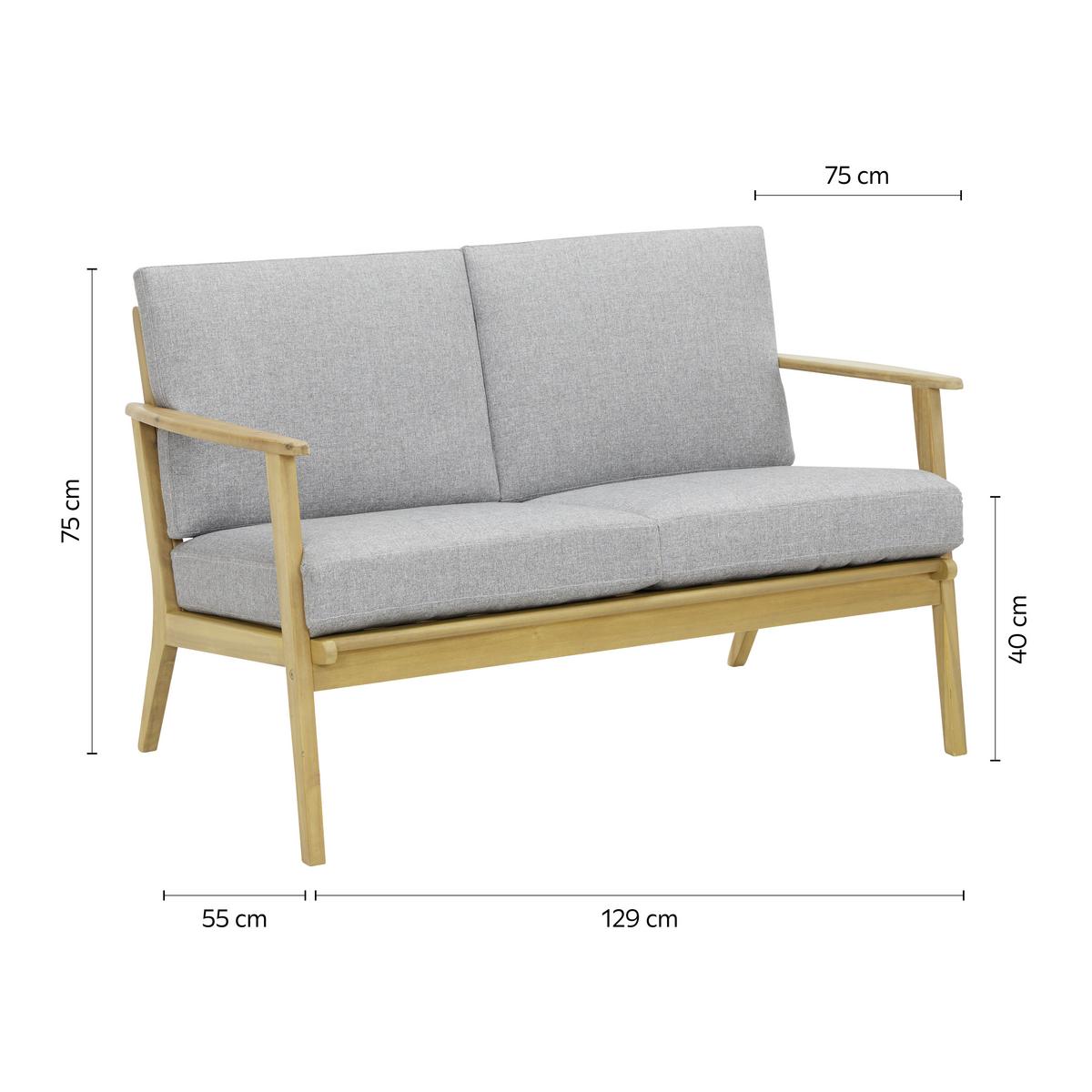 Garnitură grădină Sabi - gri deschis/culoare lemn acacia, Modern, lemn/textil - Zandiara