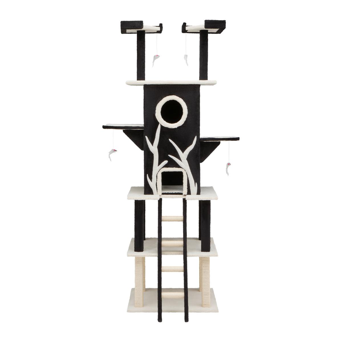 Kratzbaum Brownie Schwarz/Weiß - Schwarz/Weiß, KONVENTIONELL, Karton/Holzwerkstoff (70/60/216cm) - Mömax