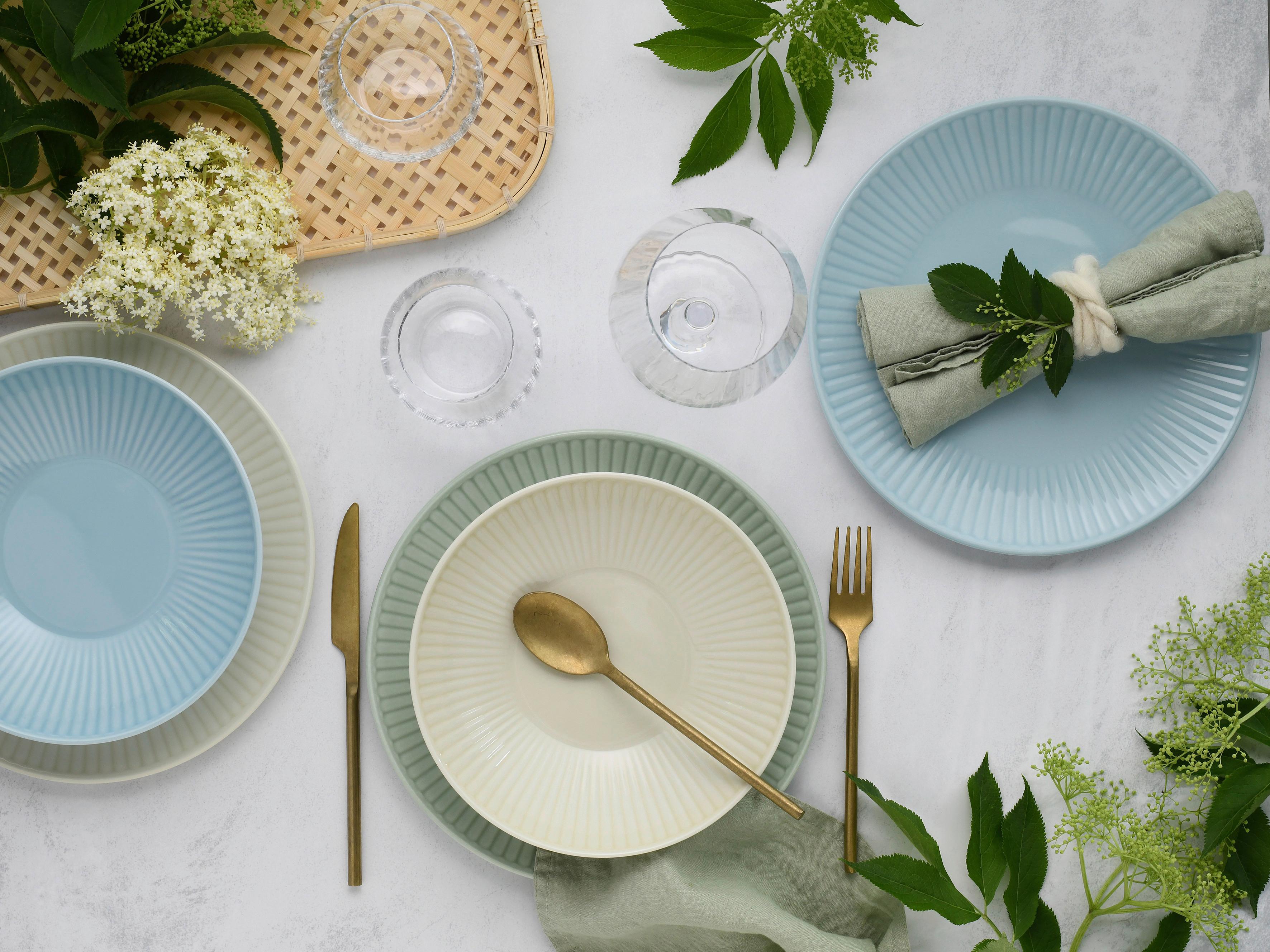 Jedilni Servis Valencia, 12-Delni - pastelno modra/krem barve, Basics, keramika - Creatable