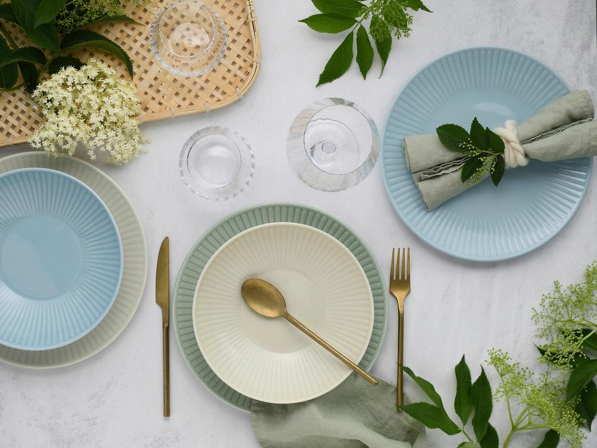 Jedilni Servis Valencia, 12-Delni - pastelno modra/krem barve, Basics, keramika - Creatable