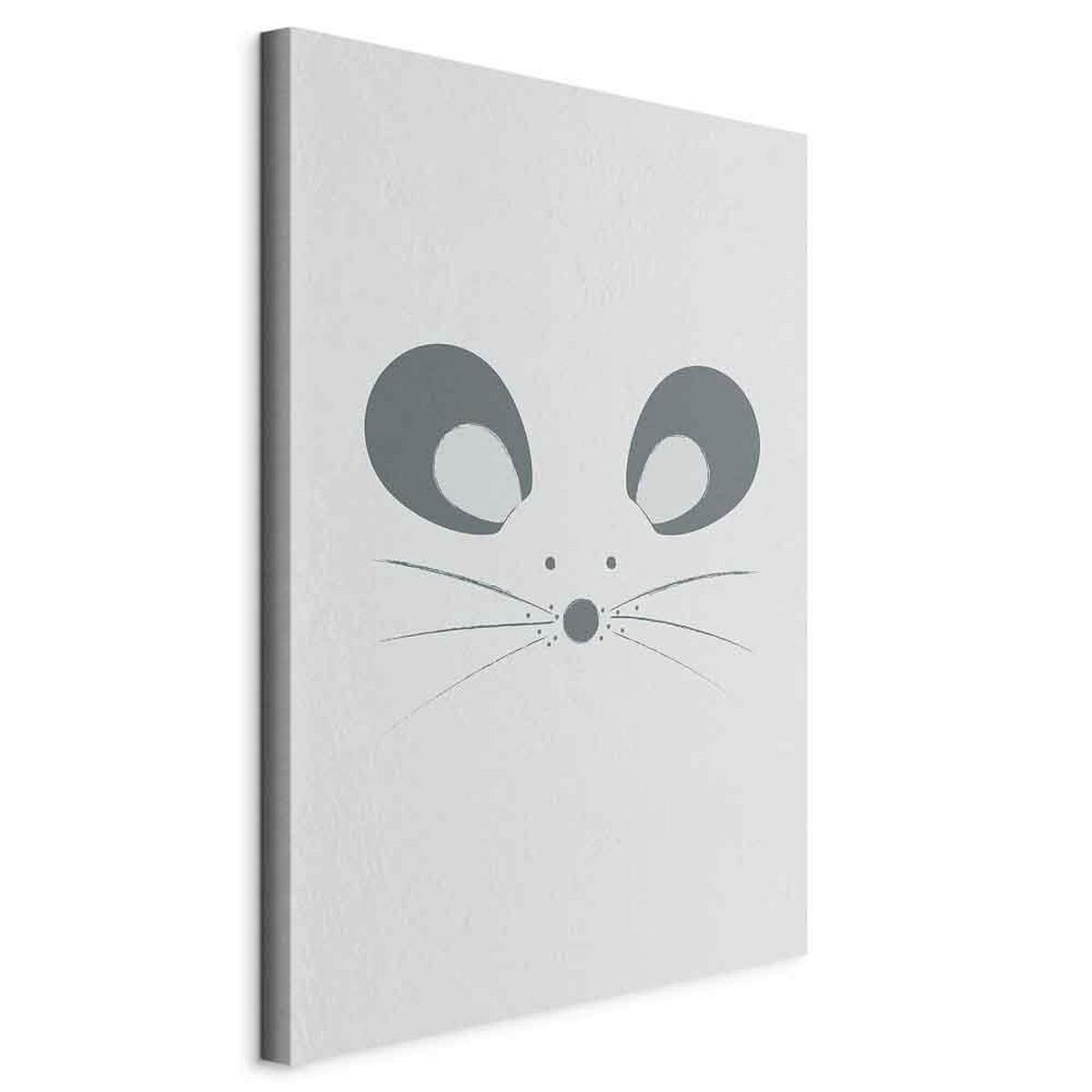 Slika Na Platnu Curious Mouse - temno siva/siva, Basics, tekstil/leseni material (40/60/1,2cm) - artgeist