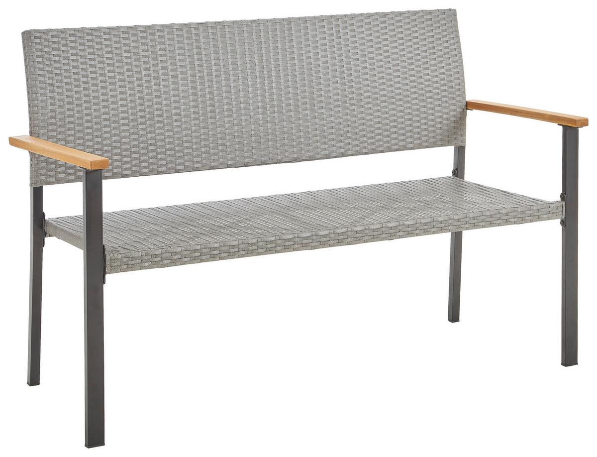 ŁAWKA OGRODOWA TENNO - kolor akacjowy/czarny, Modern, tworzywo sztuczne/metal (138/89/60cm) - Ambia Garden