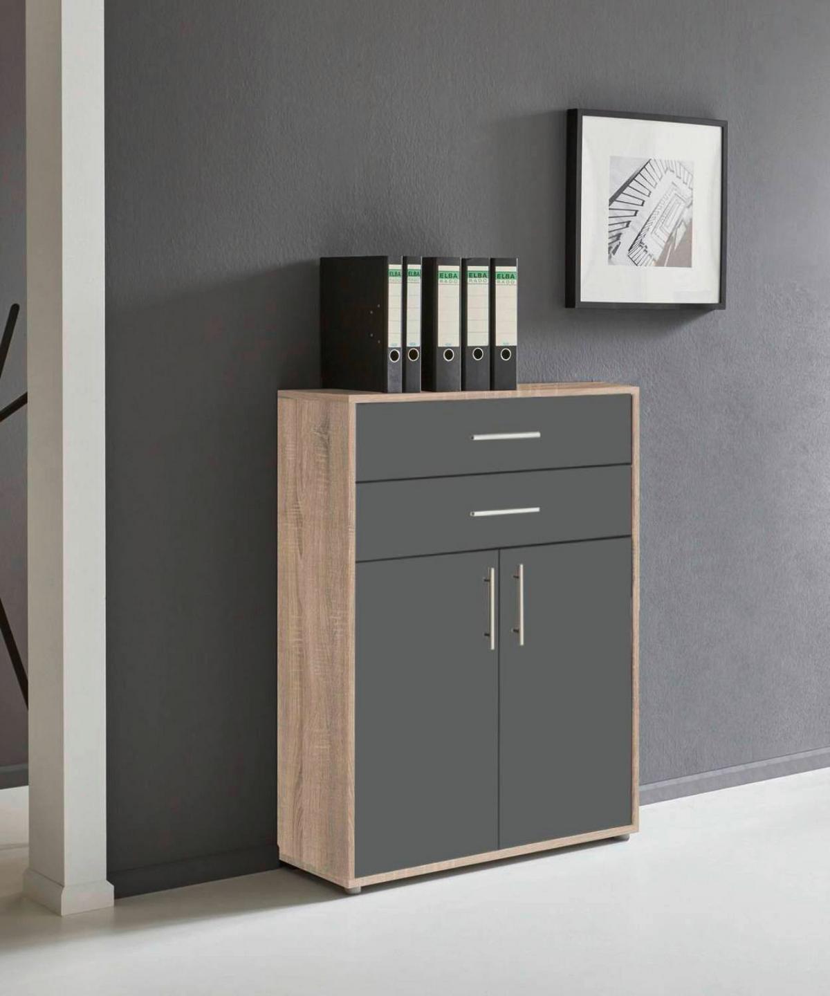 AKTENSCHRANK OFFICE EDITION - Anthrazit/Sonoma Eiche, LIFESTYLE, Holzwerkstoff (84,4/113,6/33cm) - MID.YOU