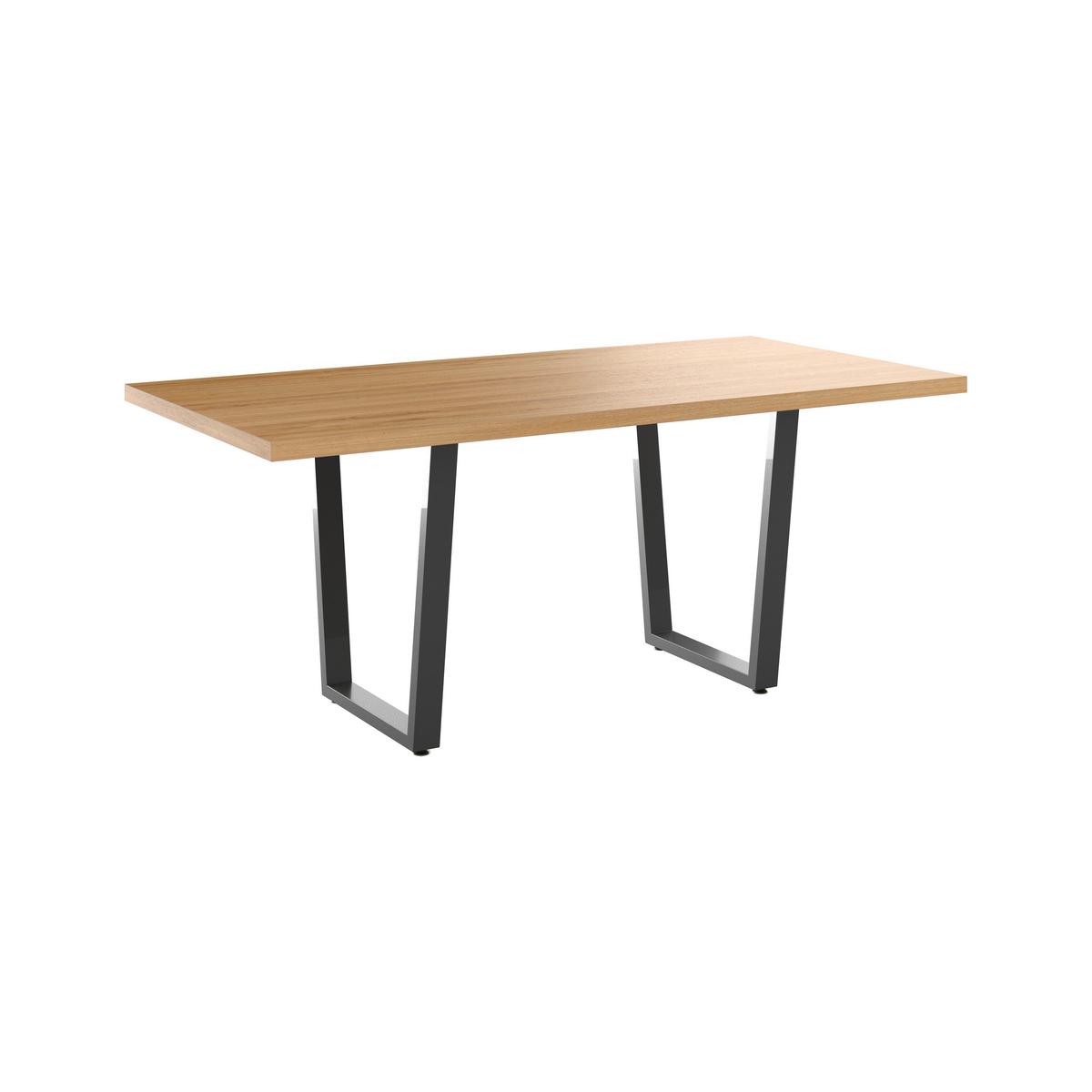 Raztegljiva Jedilna Miza Rudi, Barva Hrasta, 180-220x90 - črna/naravne barve, Moderno, kovina/leseni material (180 - 220/75/90cm)