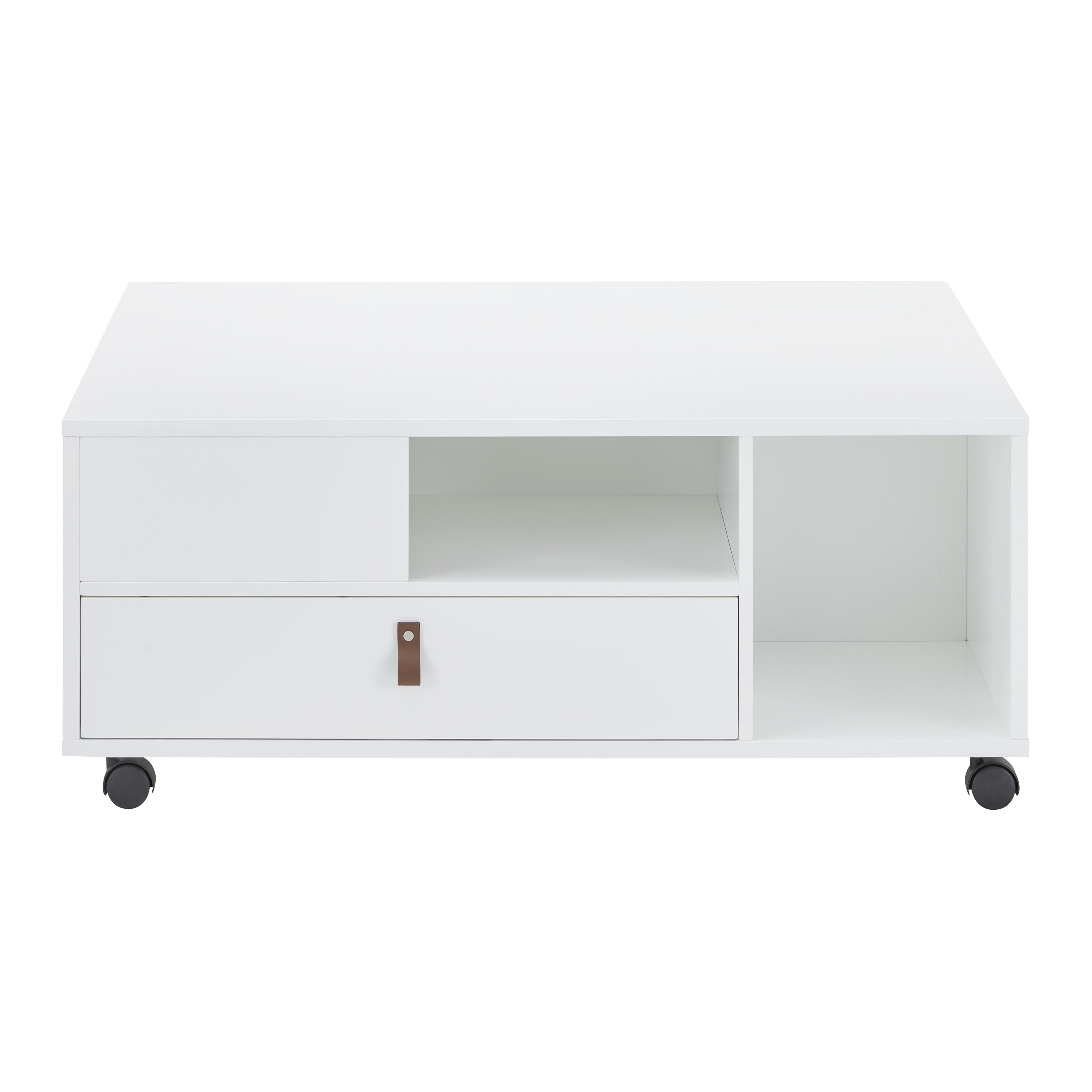 Couchtisch Mick in Weiß mit Stauraum - Braun/Weiß, MODERN, Holzwerkstoff/Kunststoff (74/88/35cm) - Bessagi Home