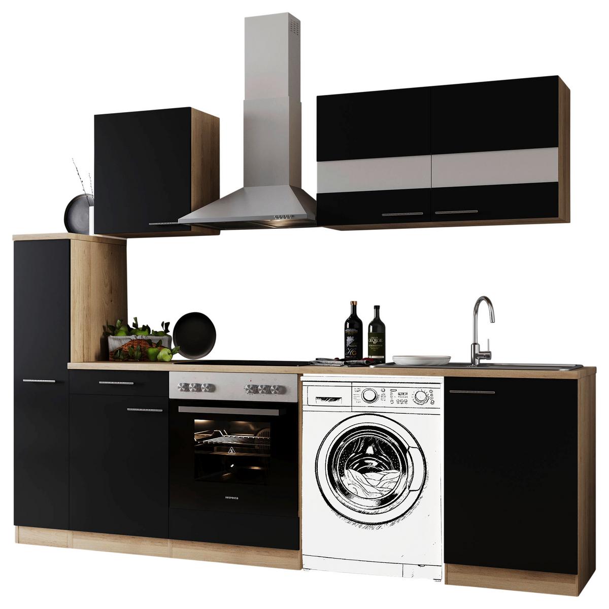 Kuhinjski Blok Z Aparati Merle, 250cm - barve nerjavečega jekla/črna, Basics, kovina/steklo (250cm) - Respekta