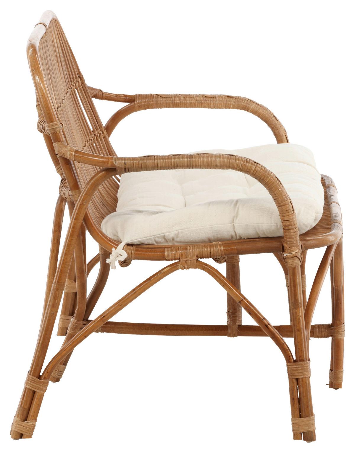 Loungsofa Nella Rattan ca. 130x93x82 cm - Weiß/Naturfarben, KONVENTIONELL, Holz (130/93/82cm) - Gardenson