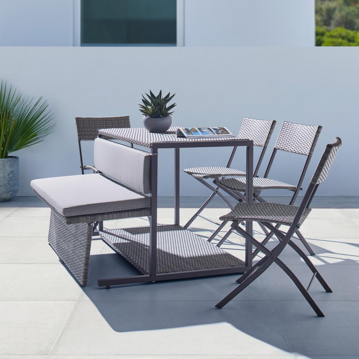 Balkonszett Mario Ii. - szürkésbarna, Modern, műanyag/textil (120/75/105cm) - Bessagi Garden