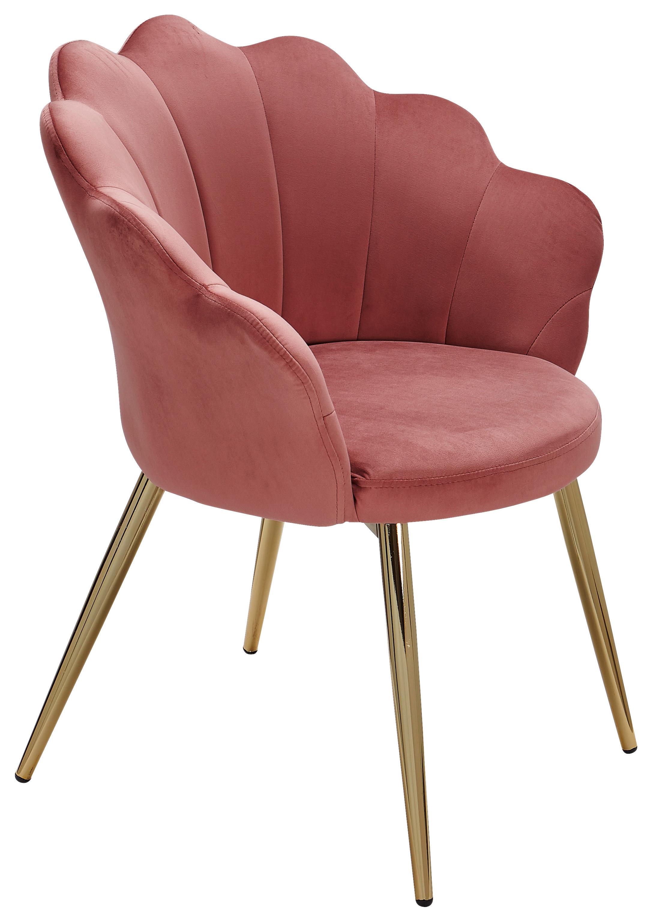 Naslanjač Wl6.284 - zlate barve/roza, Konvencionalno, kovina/tekstil (47,5/80/53cm) - MID.YOU