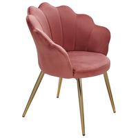 Armlehnstuhl Rosa/Goldfarben Samt - Goldfarben/Rosa, KONVENTIONELL, Textil/Metall (47,5/80/53cm) - MID.YOU