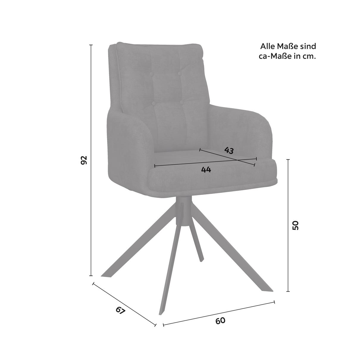 Naslanjač Marietta, Črna, Vrtljiv - črna, Moderno, kovina/tekstil (60/92/67cm) - Bessagi Home