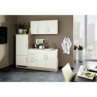 Küchenblock Toronto m. Geräte Creme - Chromfarben/Eichefarben, MODERN, Holzwerkstoff/Metall (180cm) - Held