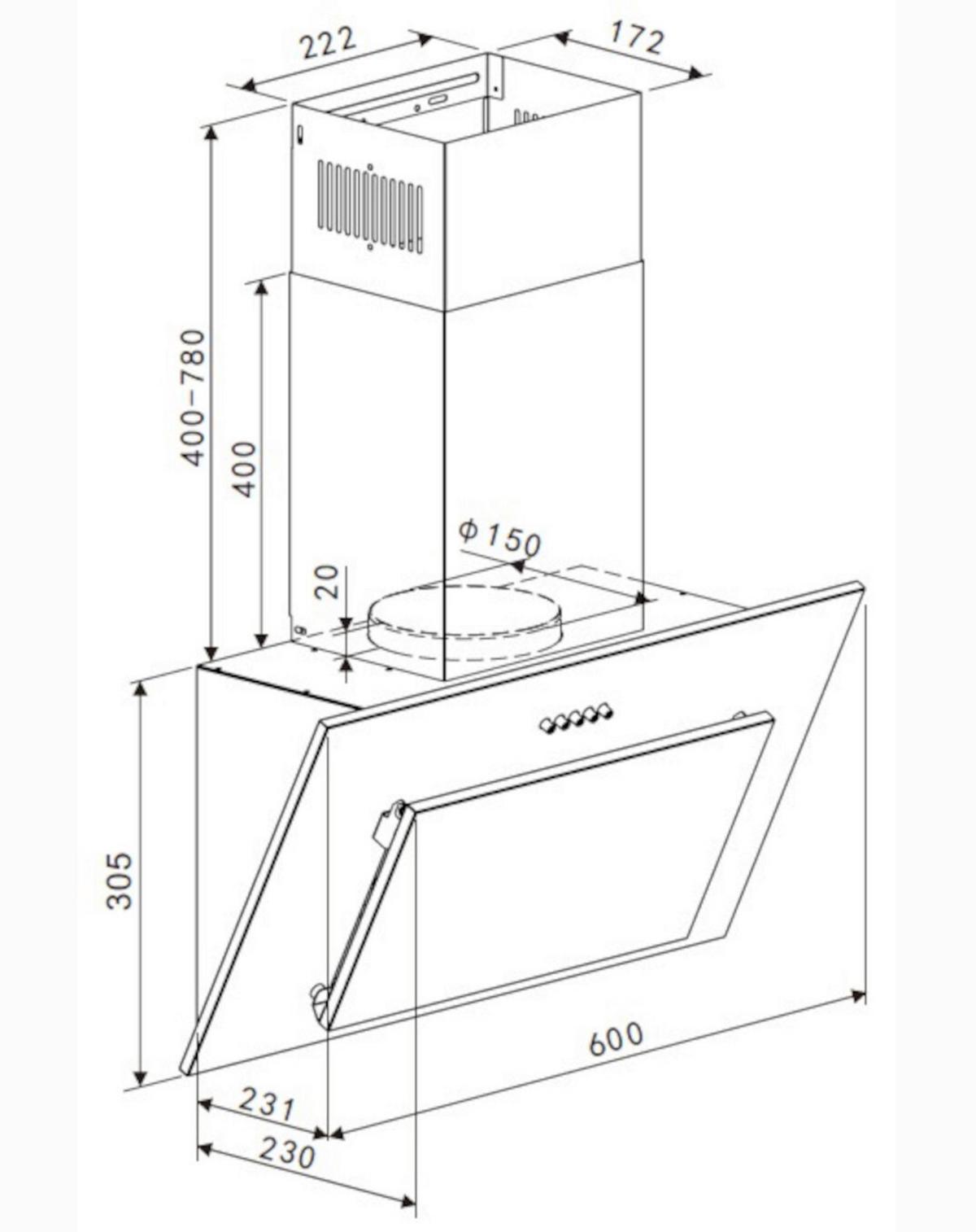 Dunstabzugshaube S13-60BBPH Schwarz - Schwarz, Basics, Metall (60/108.5/23.1cm) - PKM