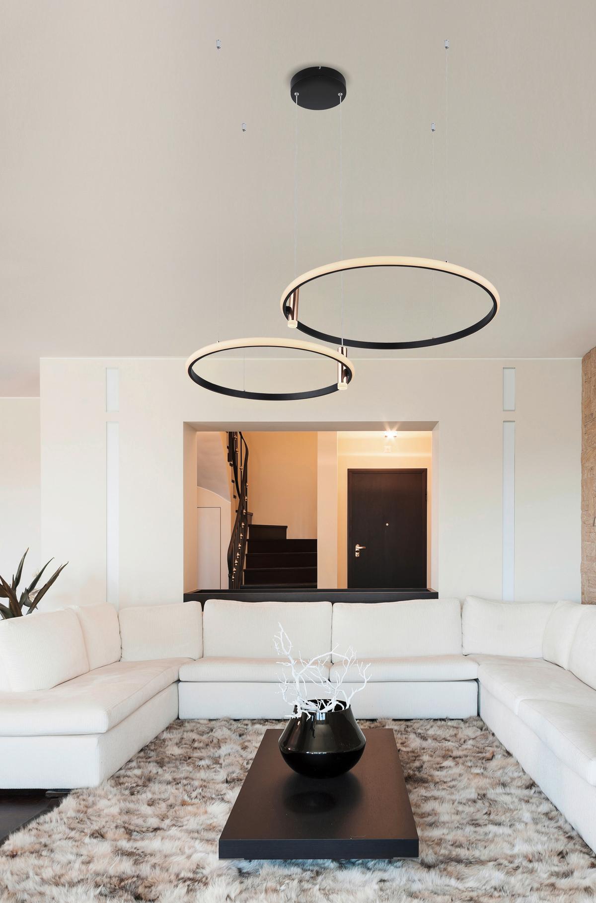 Viseča Led-svetilka Coco, S Sijalko - zlate barve/črna, Design, kovina/umetna masa (102,5/70/150cm) - Globo