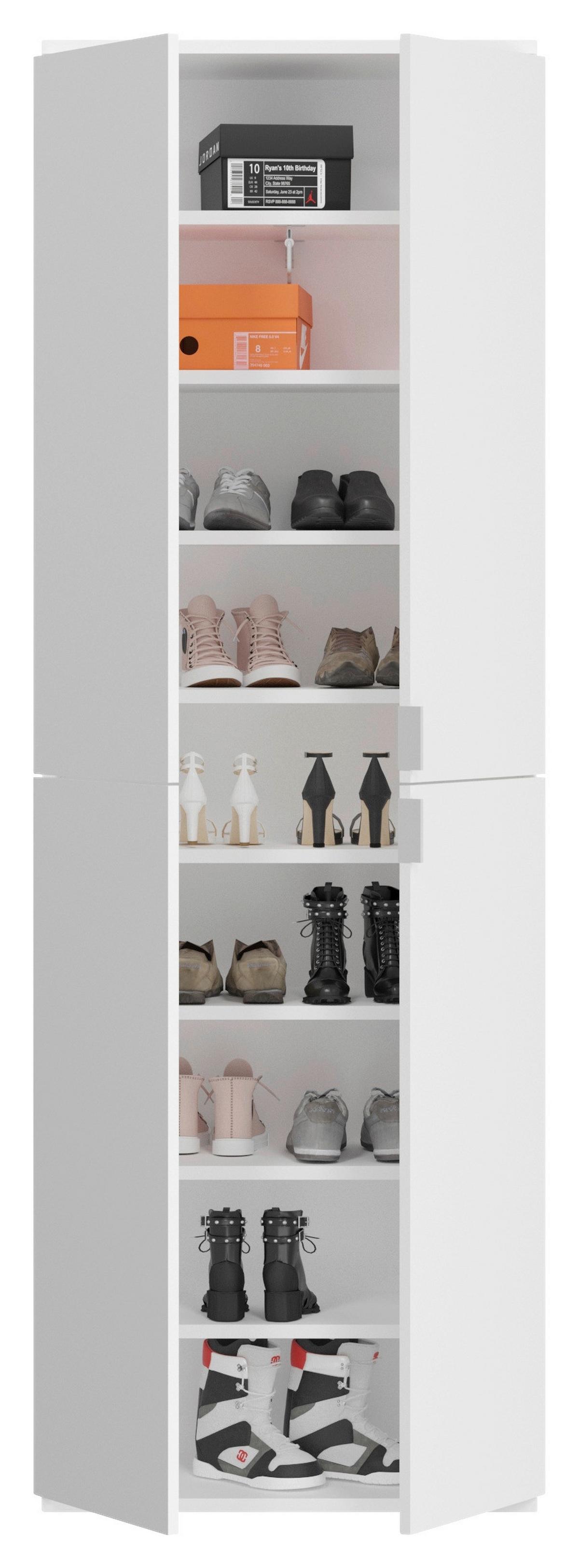 Mehrzweckschrank in Weiß - Weiss Hochglanz/Chromfarben, Modern, Holzwerkstoff/Metall (61/199/34cm) - Based