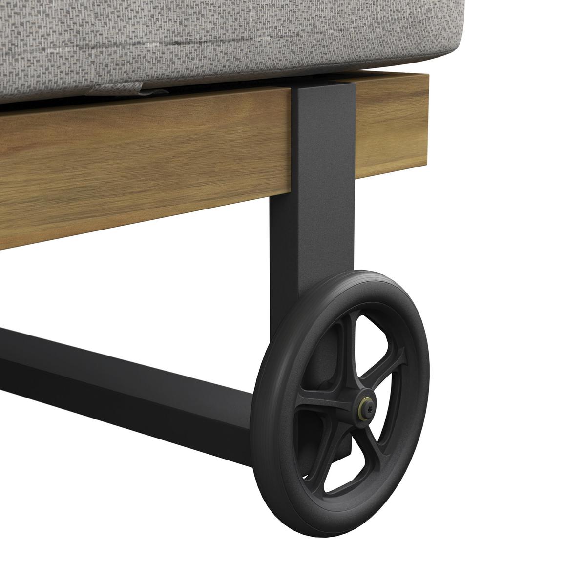 Gartenliege Elenyi creme/grau Metall/Outdoorstoff/Holz - Greige, MODERN, Holz/Textil (130/95/200cm) - Bessagi Garden