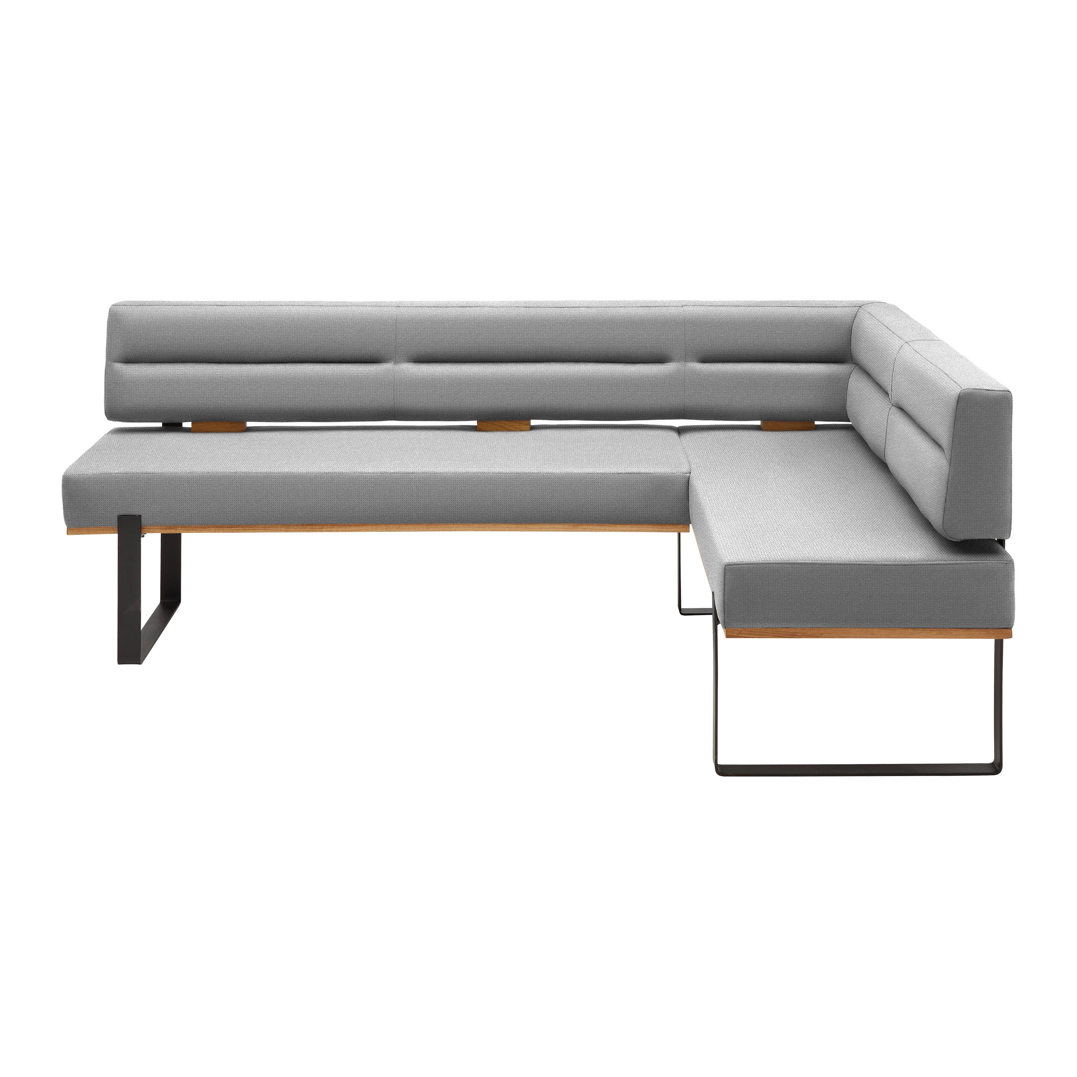 Eckbank Canon LI. in Silberfarben - Silberfarben/Schwarz, Konventionell, Holz/Textil (220/85/160cm) - Based