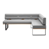 Eckbank Canon LI. in Silberfarben - Silberfarben/Schwarz, KONVENTIONELL, Holz/Textil (220/85/160cm) - Based